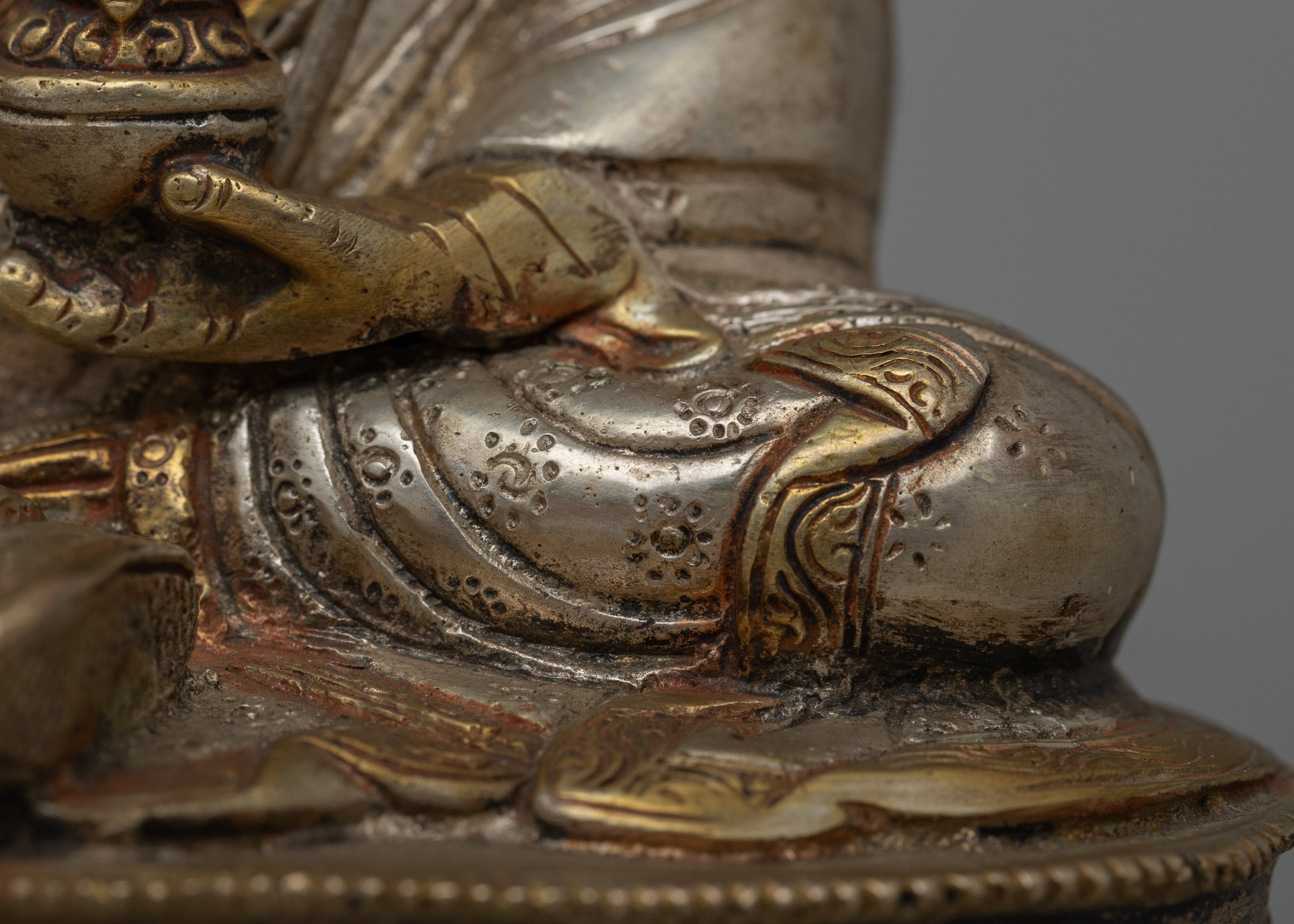 Brass Guru Rinpoche Statue | Luxuriously Enhanced with 24k Gold Gilding