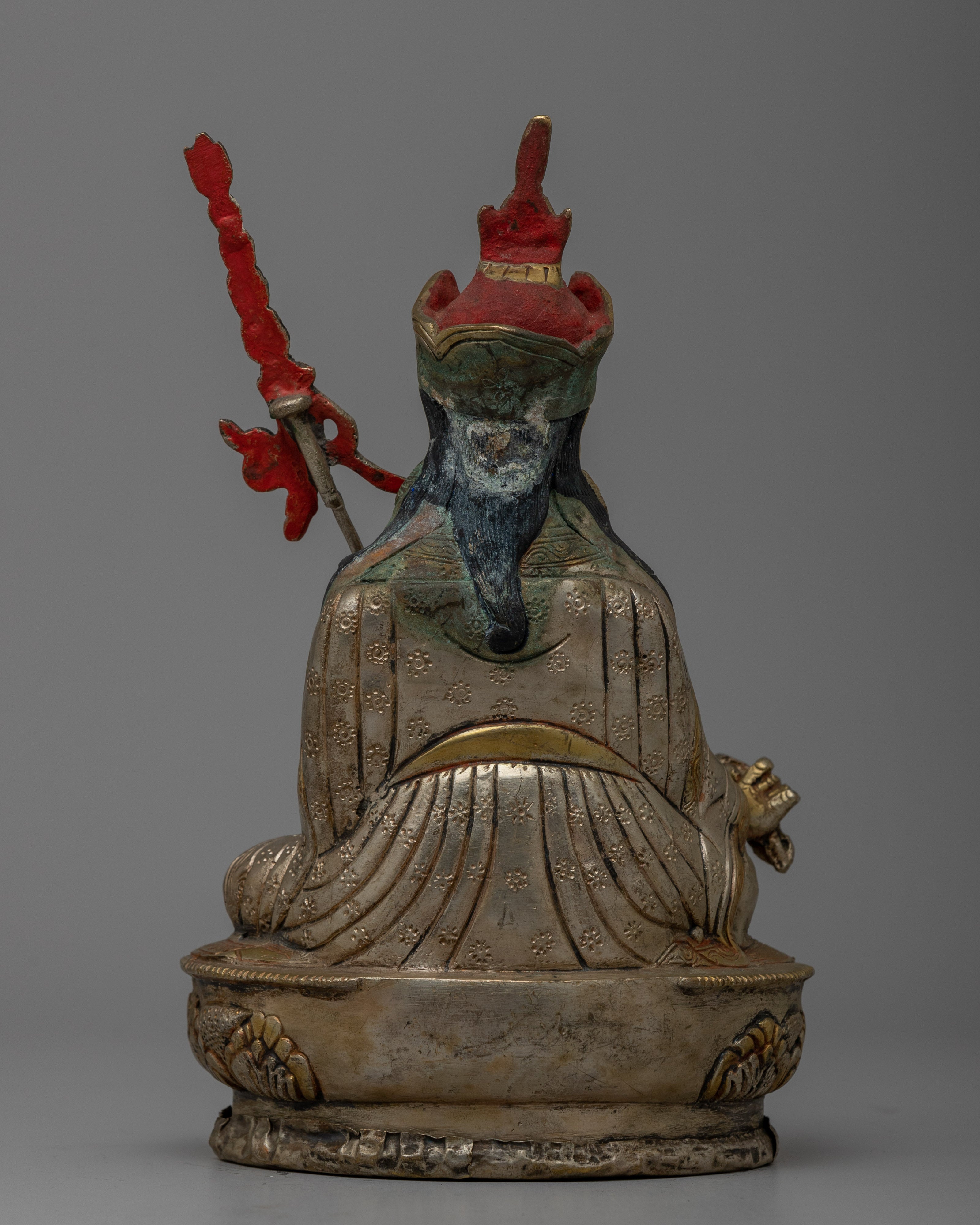 Brass Guru Rinpoche Statue | Luxuriously Enhanced with 24k Gold Gilding
