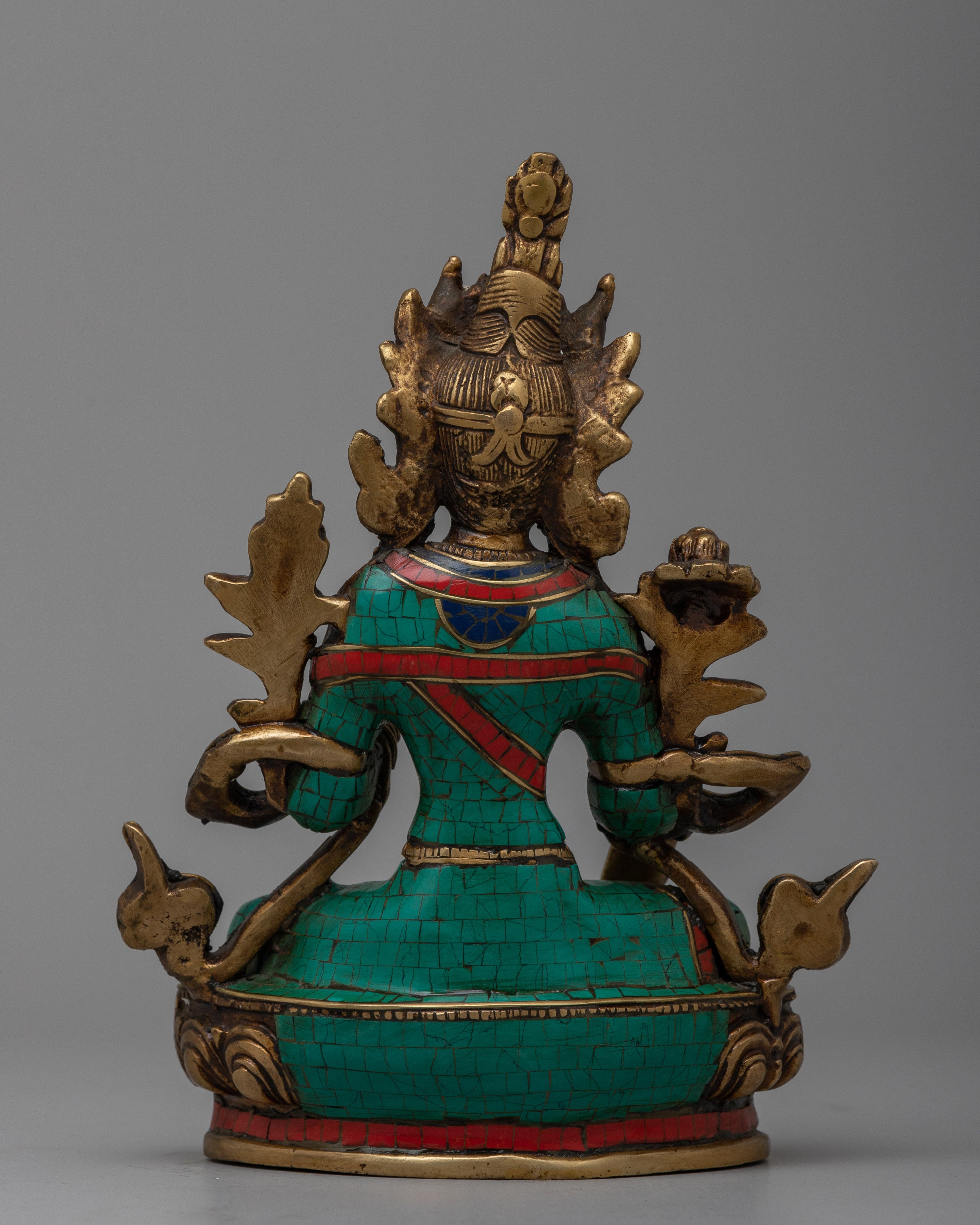 Green Brass Tara Statue | Embodying Feminine Strength and Wisdom