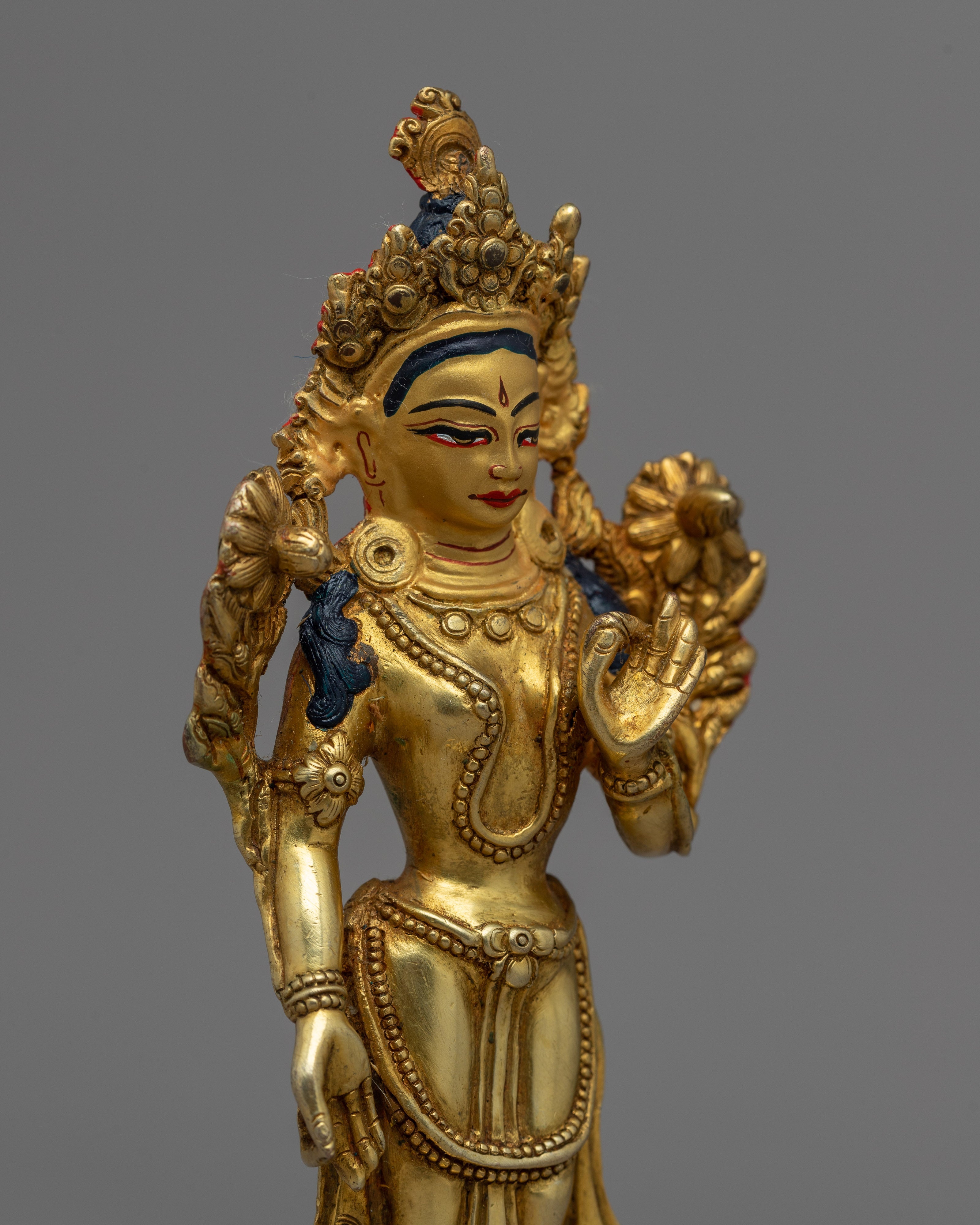 Goddess Standing Green Tara Statue | Handcrafted Statue in Graceful Standing Pose
