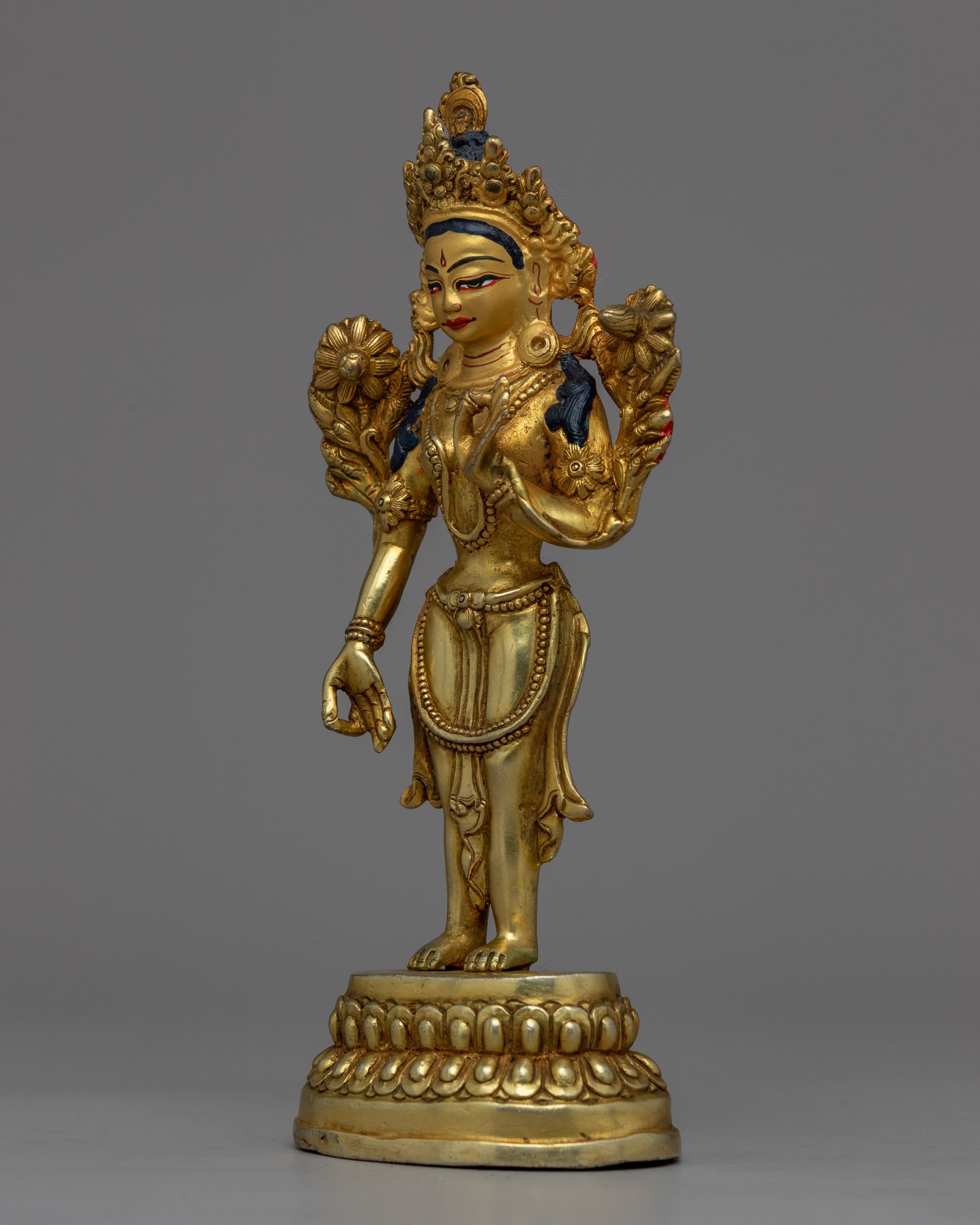 Goddess Standing Green Tara Statue | Handcrafted Statue in Graceful Standing Pose