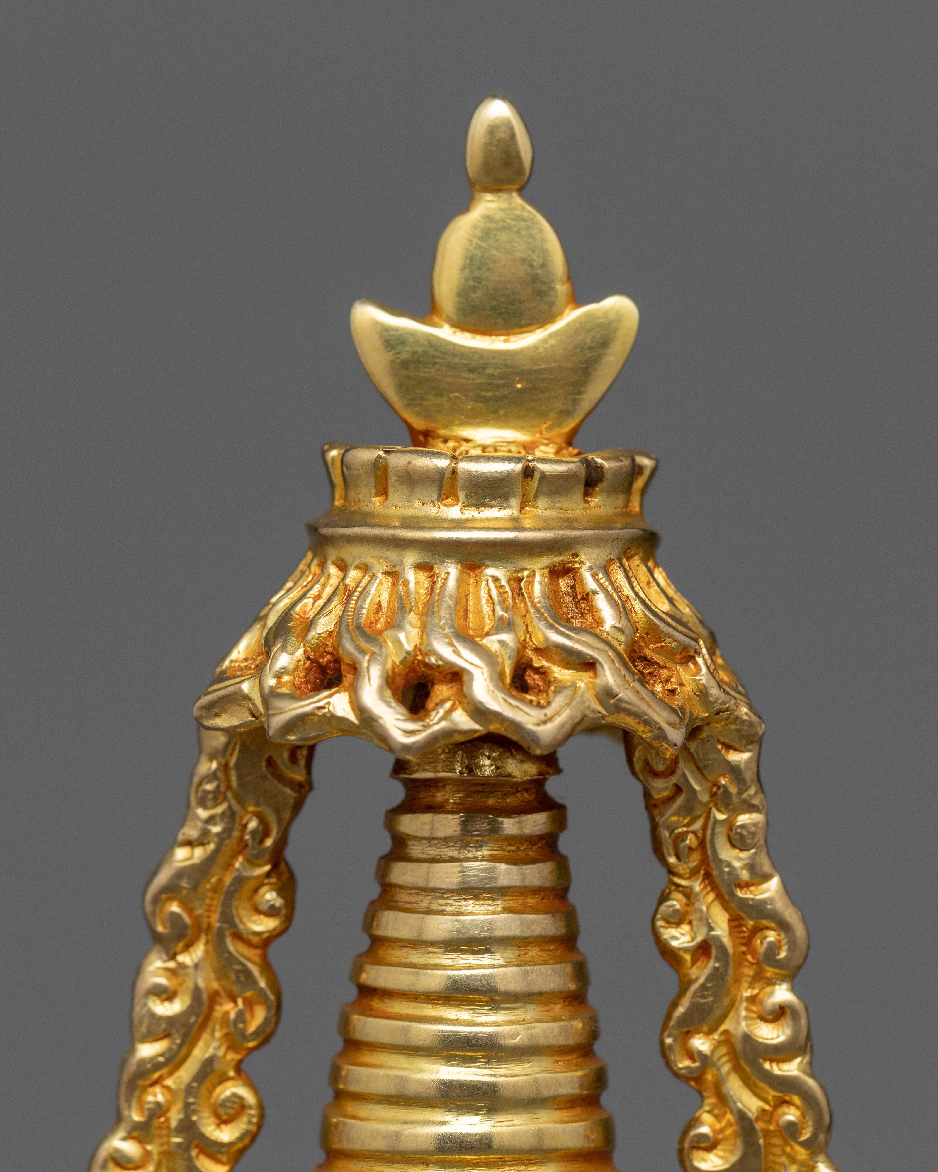 Traditional Golden Buddhist Stupa | Infusing Spaces with Spiritual Essence