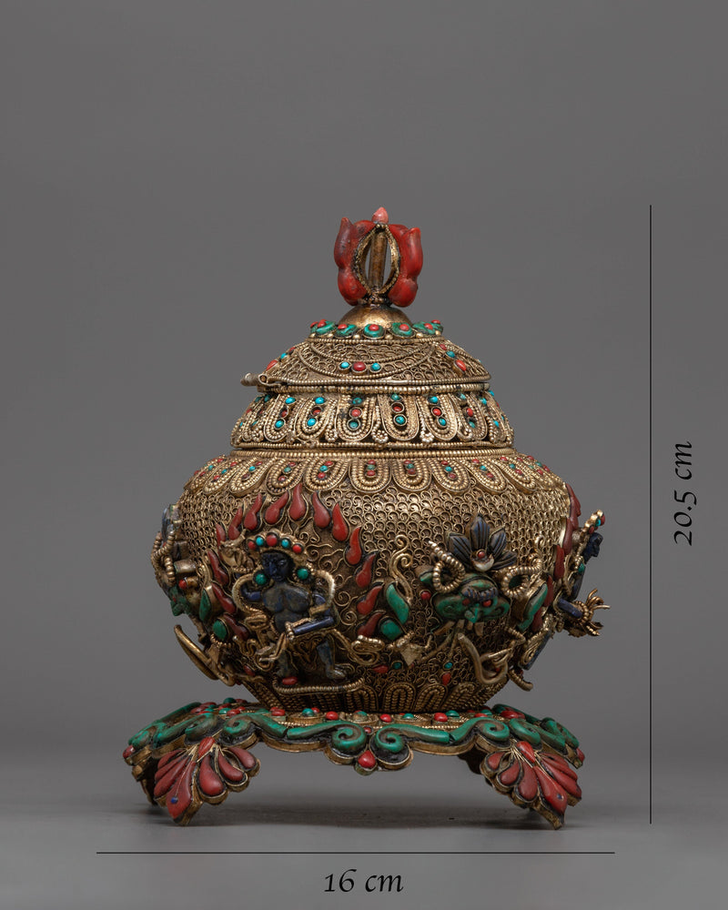 Silver Plated Tibetan Rice Pot | Perfect for Cultural Collectors