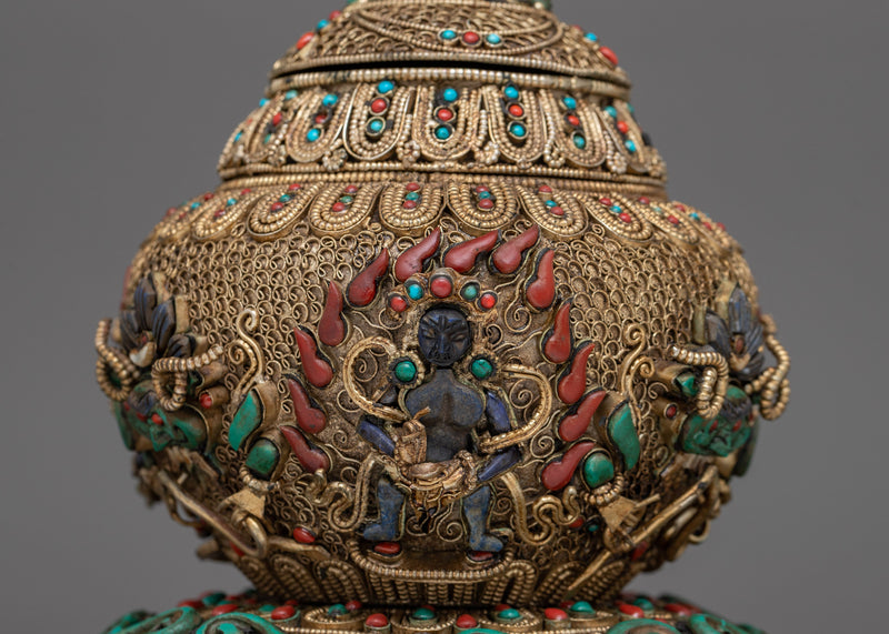 Silver Plated Tibetan Rice Pot | Perfect for Cultural Collectors