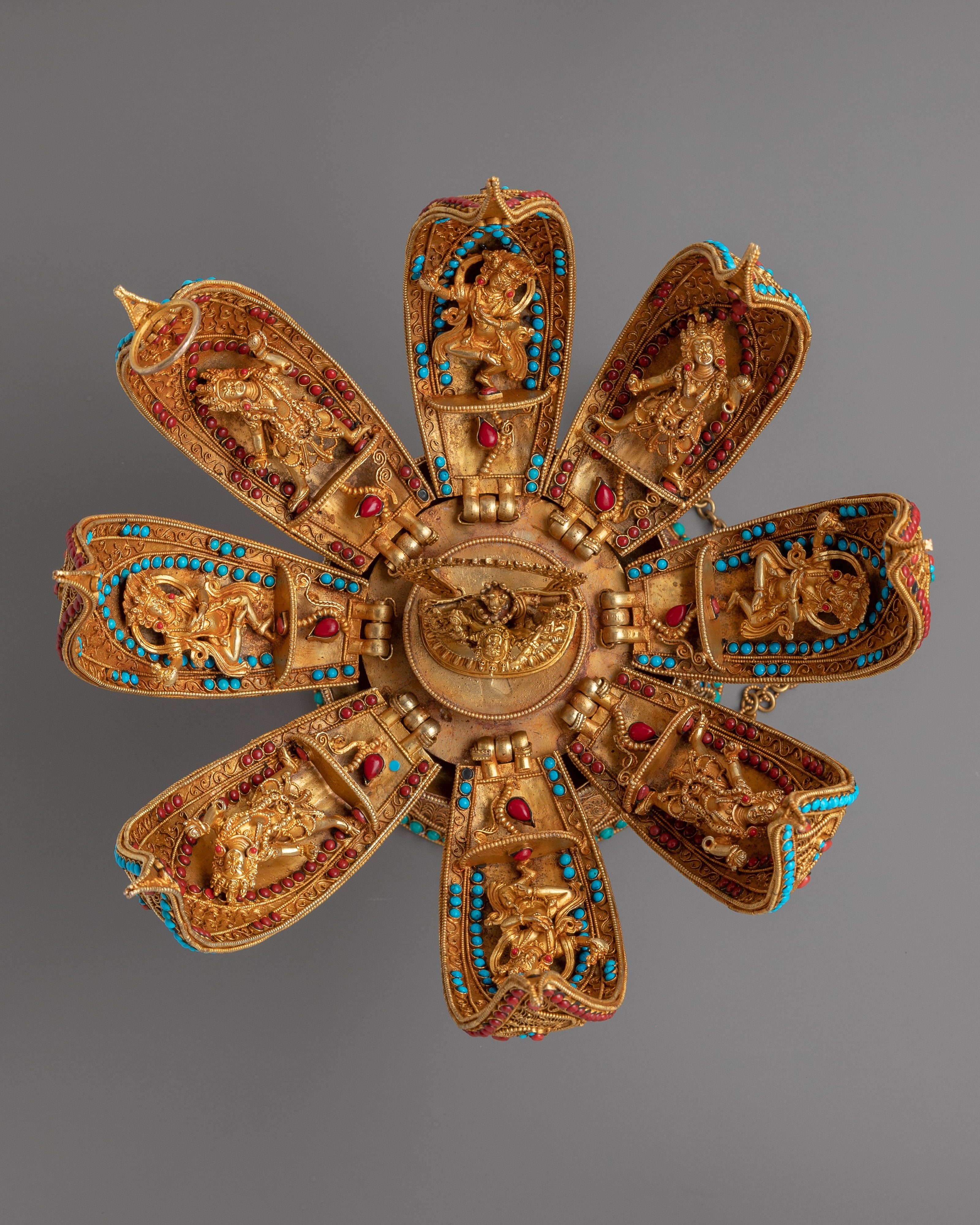 Deity Copper Chakrasamvara Lotus Mandala Flower | Spiritual Home Decor for Meditation Space