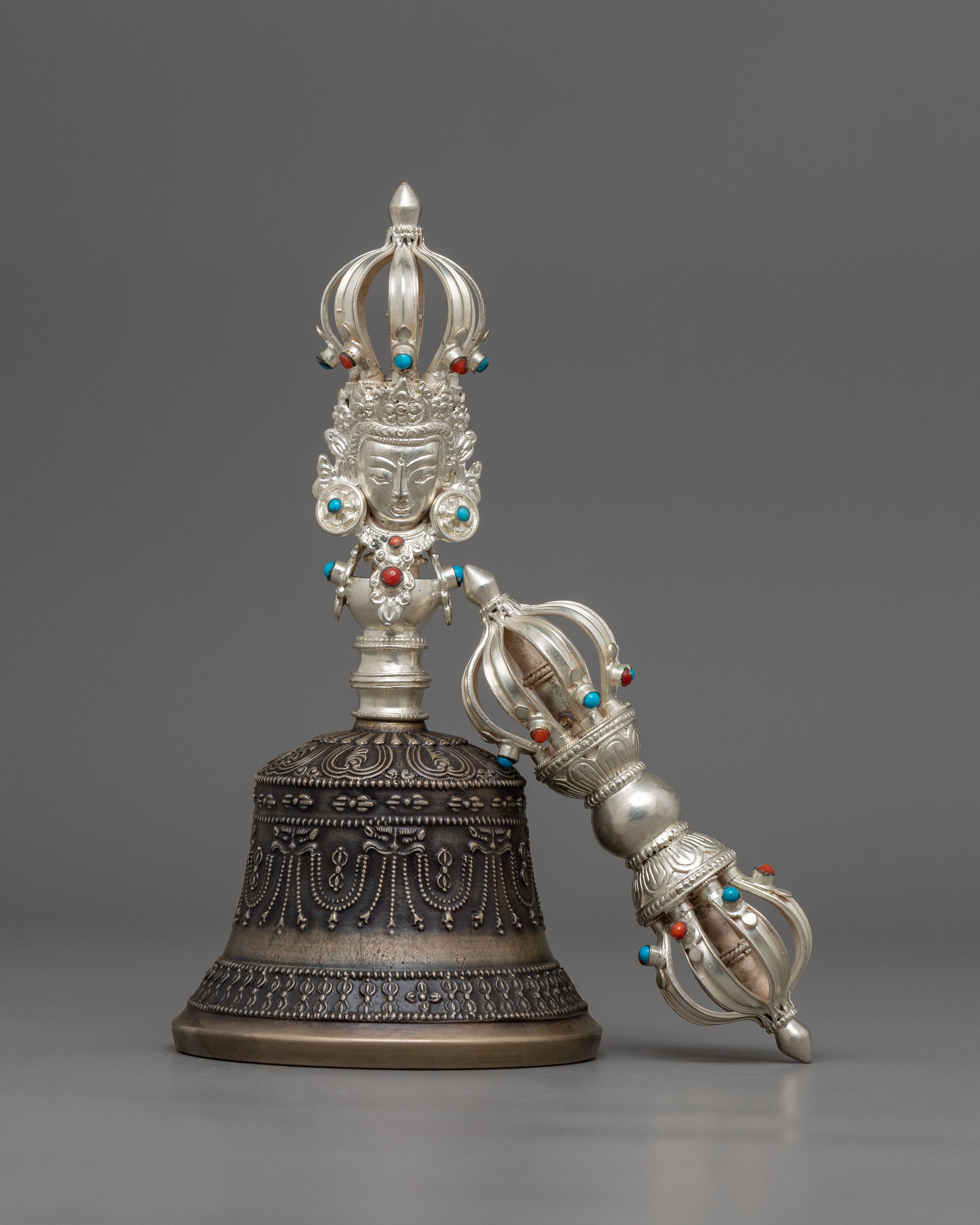 Sacred Copper Vajra and Bell Set | Traditional Tibetan Ritual Instrument