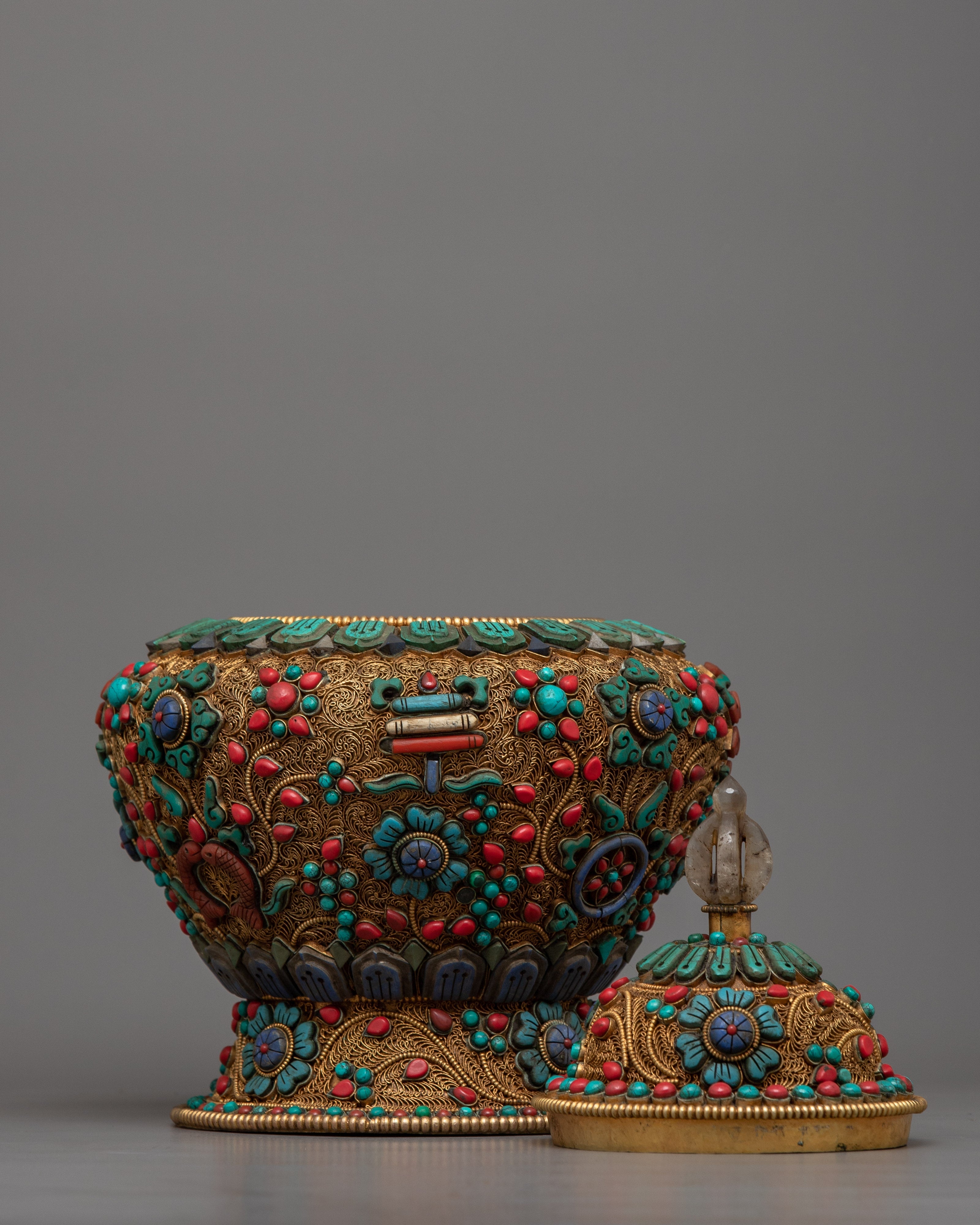 24k Gold Plated Buddhist Rice Pot | For Sacred Offerings and Ceremonies