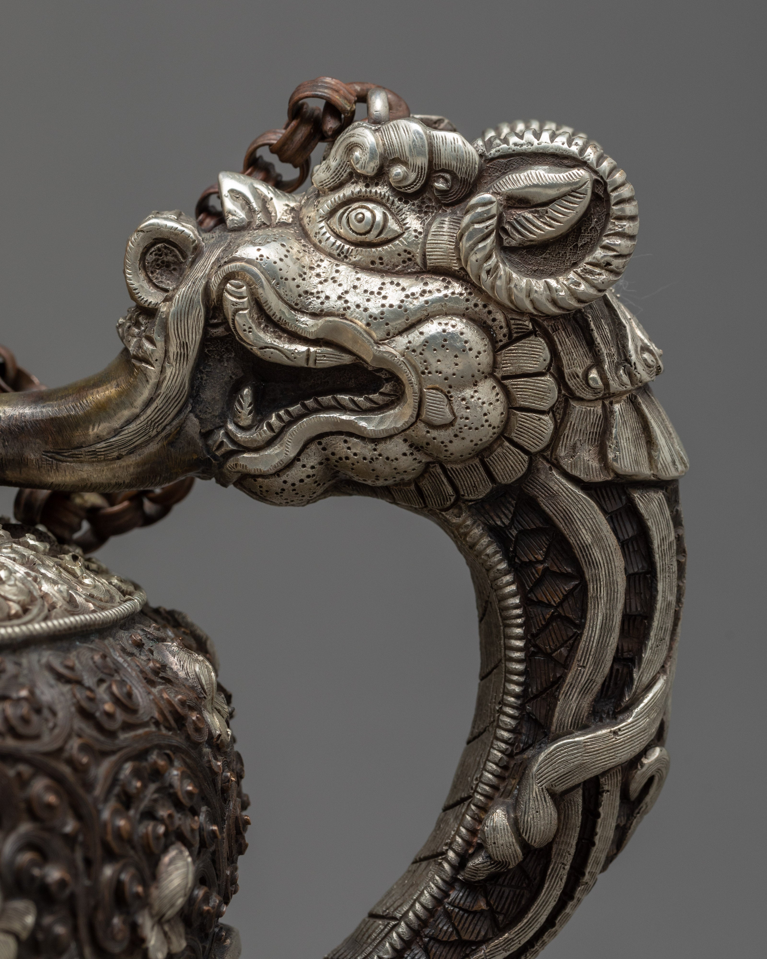 Tibetan Tea Pot | Religious Tea Pot | Hancarved Altar