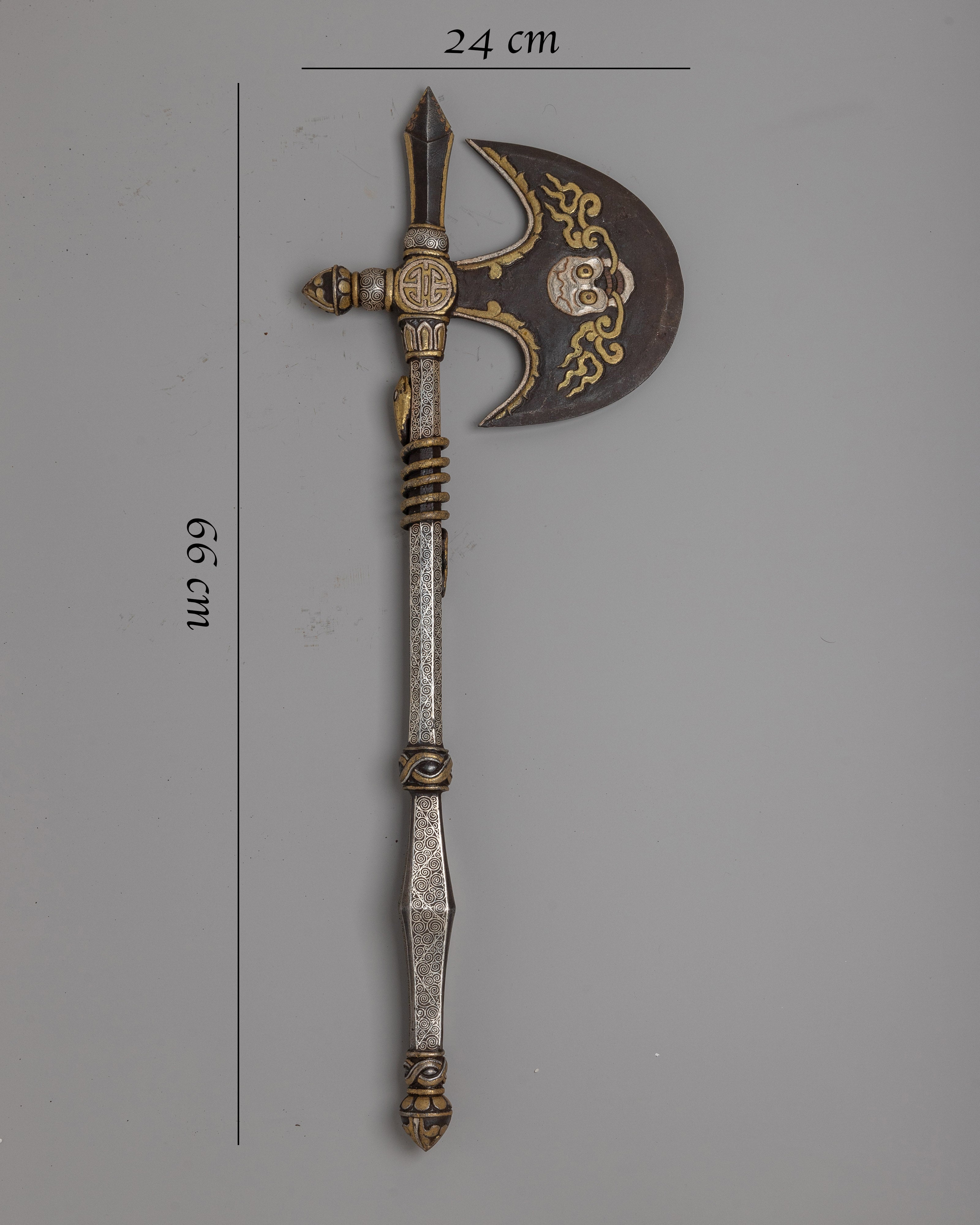 Metal Khatvanga Axe | Symbolic Tibetan Ritual Instrument