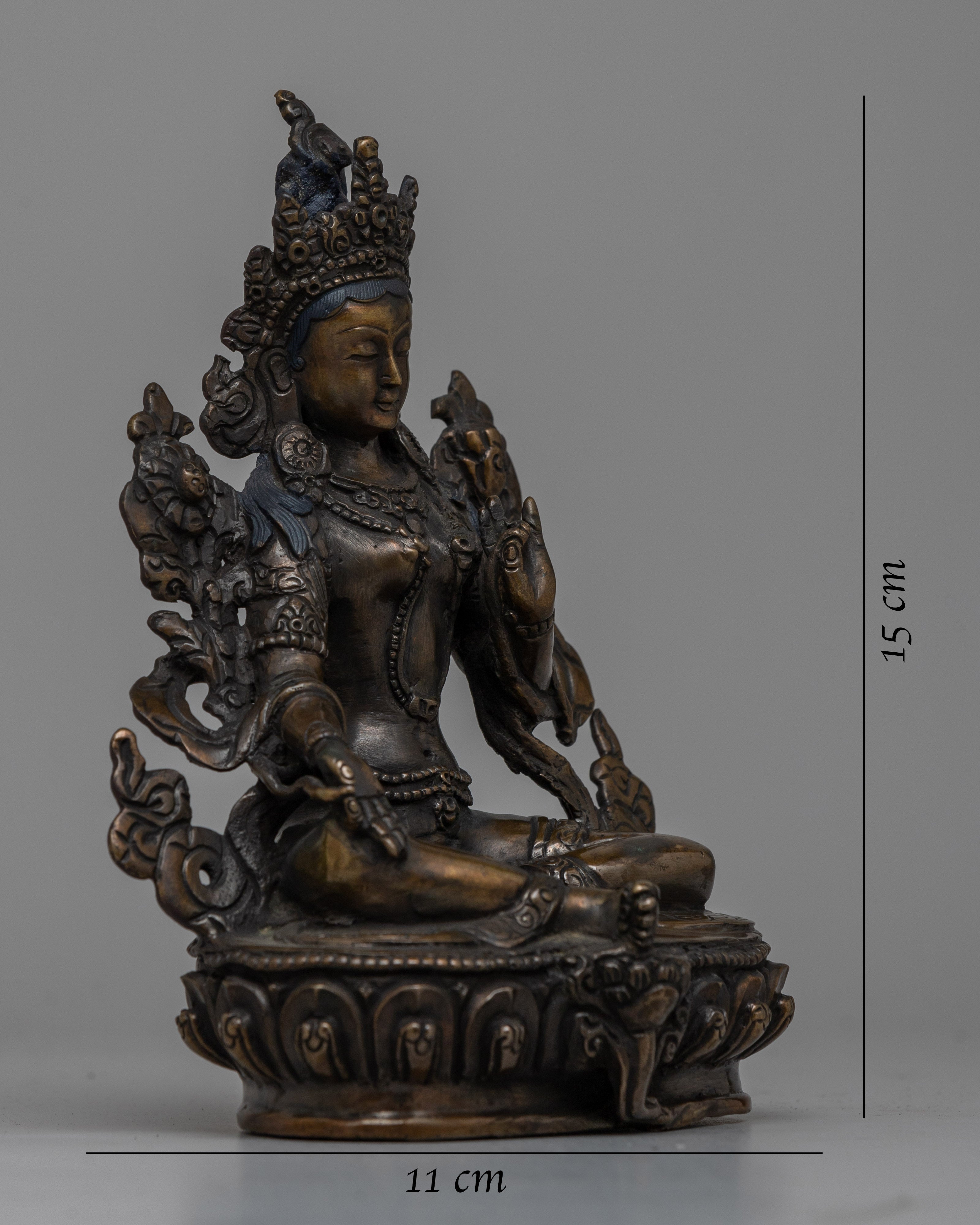 Green Tara Oxidized Statue | Exquisite Symbol of Compassion