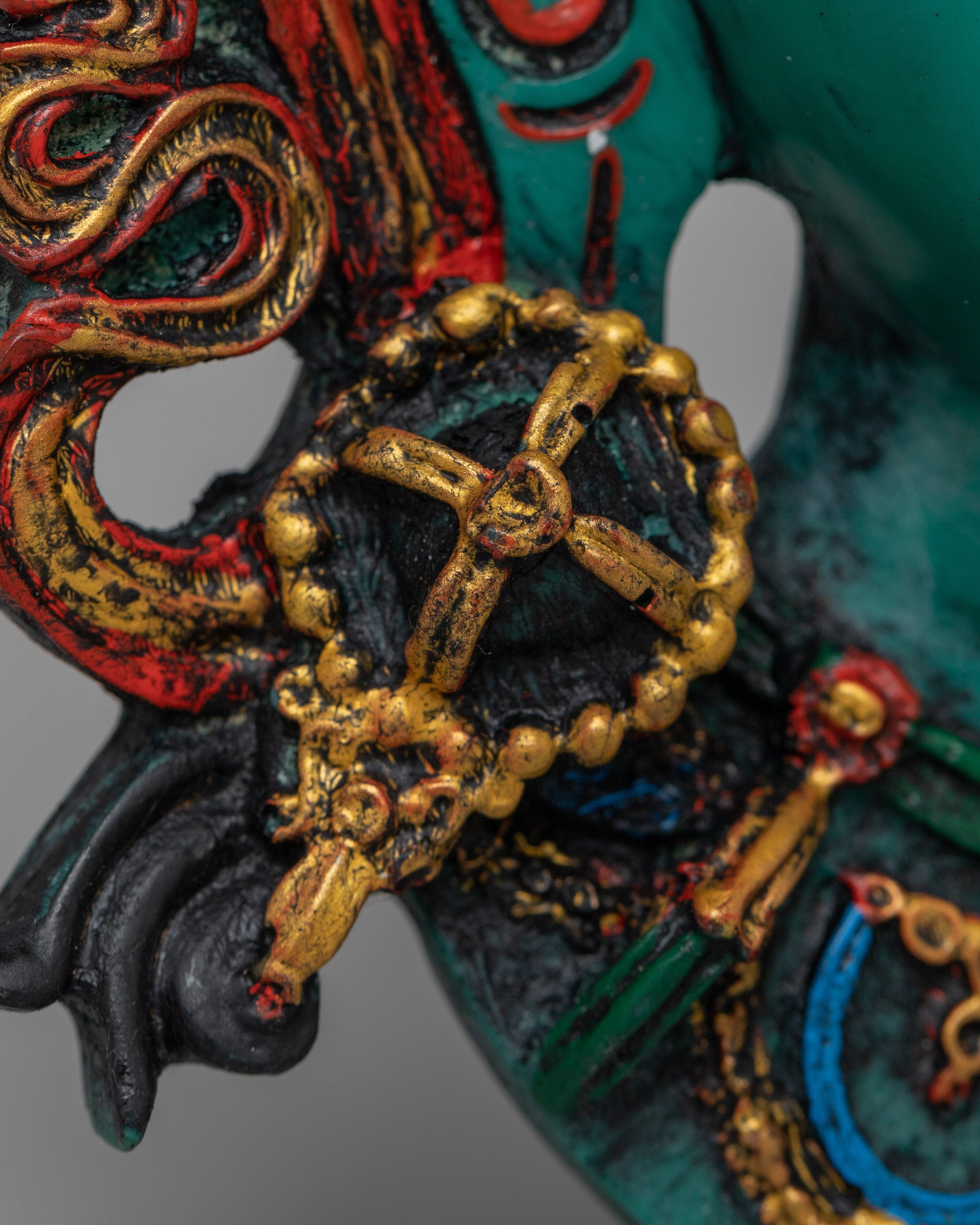 Green Tara Wall Hanging Face Mask | Traditional Tibetan Deity Art