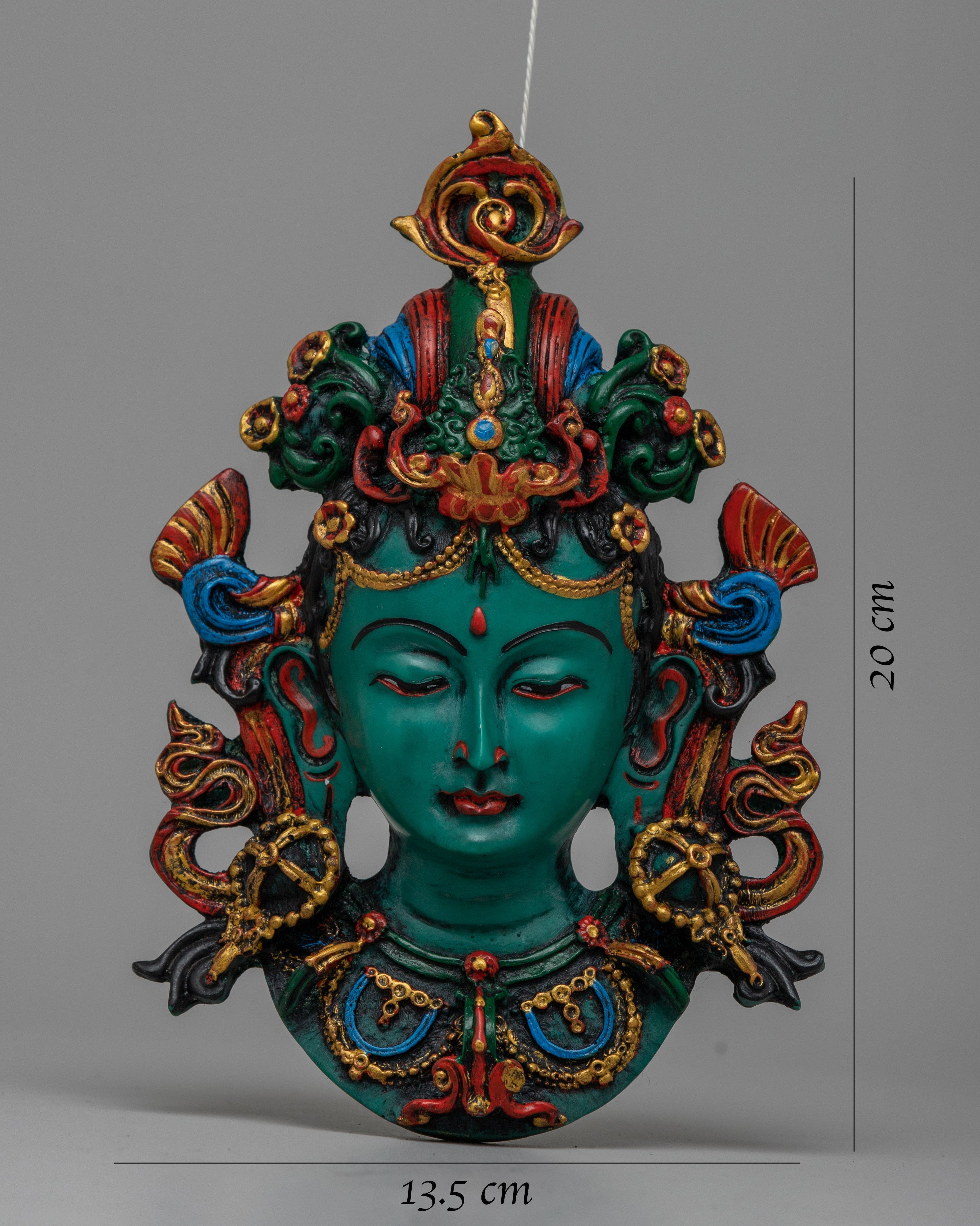 Green Tara Wall Hanging Face Mask | Traditional Tibetan Deity Art