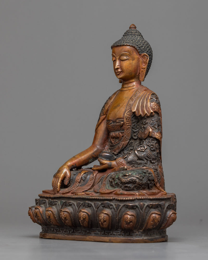 Oxidized Shakyamuni Buddha Statue | Spiritual Practice Enhancer with Cultural Artifact