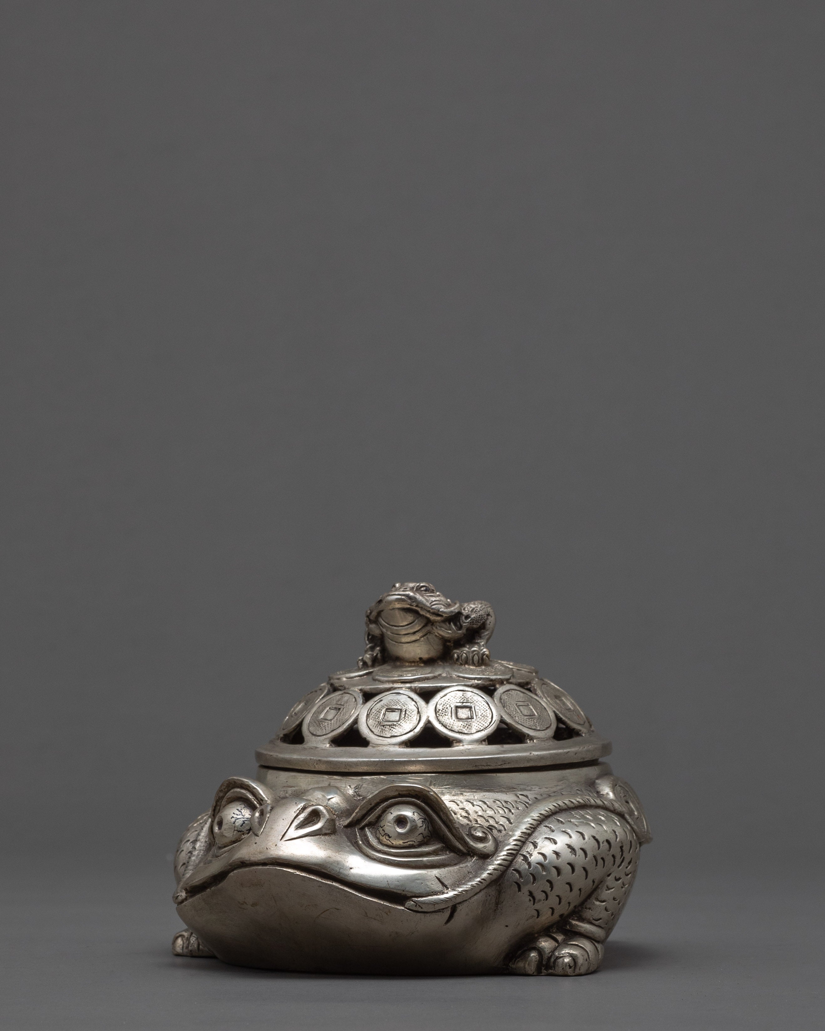 Frog Incense Burner | Silver Plated | Gifts for Buddhists