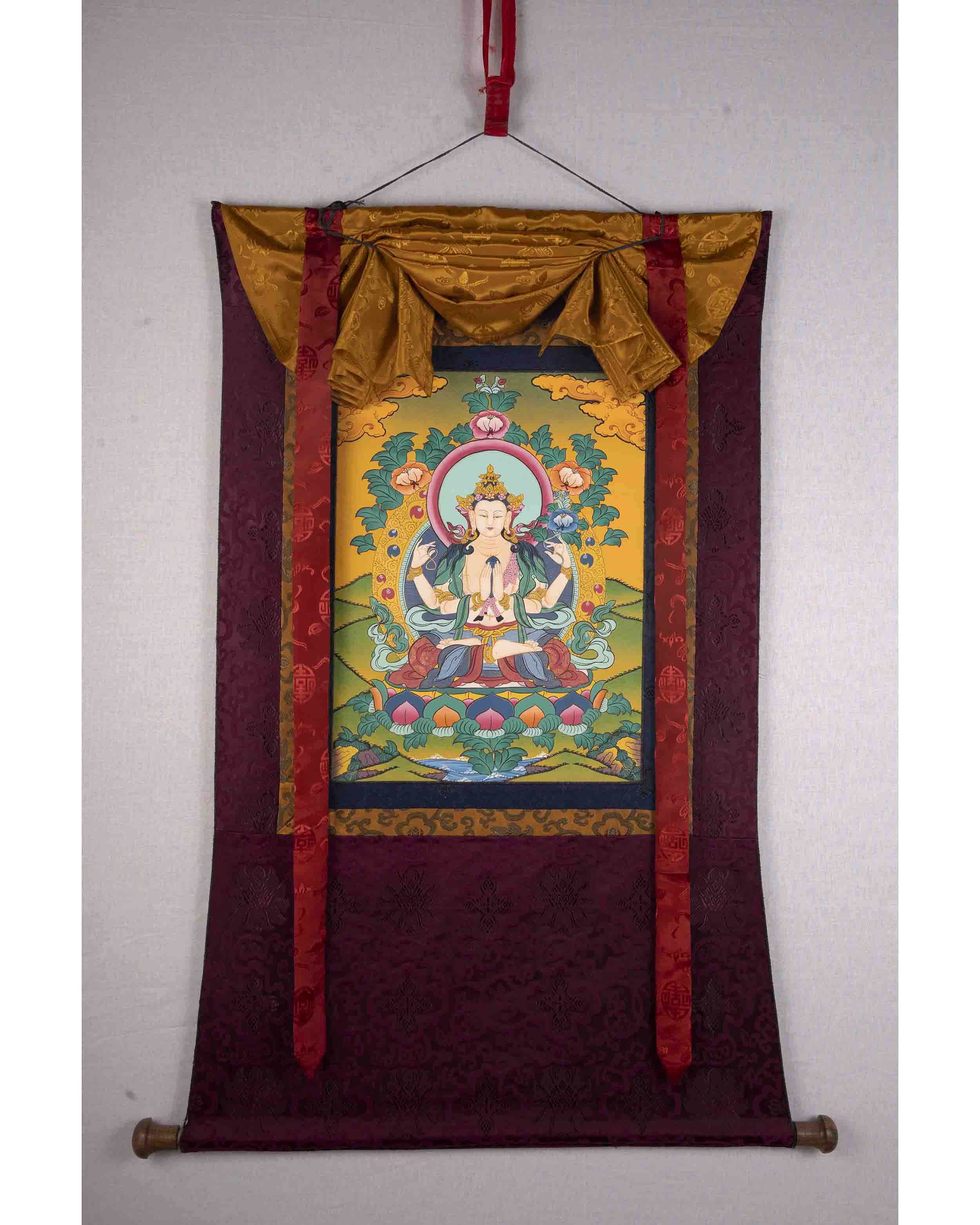 4 Armed Chengrezig With brocade | Mindfulness Meditation Object