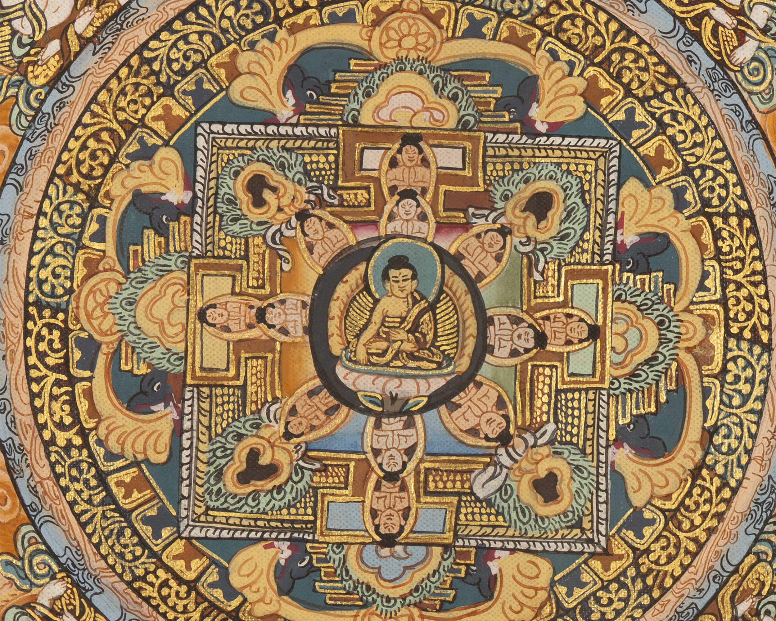 Mandala Buddha Thangka | Vintage Original Hand-Painted Thangka