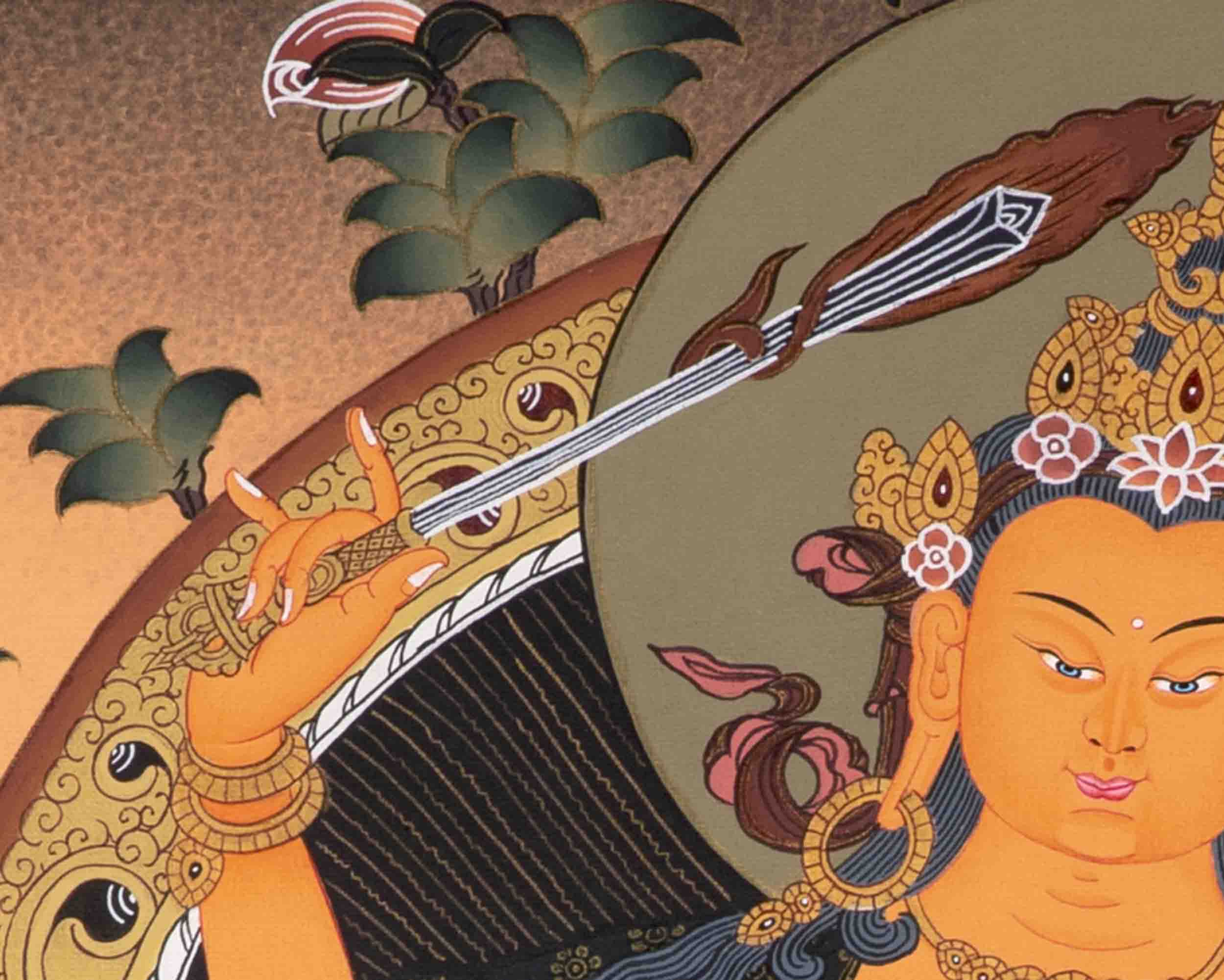 Manjushree With Purple Flower Brocade | Mindfulness Meditation Object