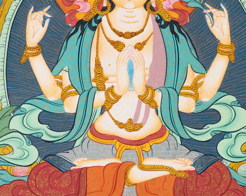 Avalokiteshvara Chengrezig | Bodhisattva of Compassion | Buddhist Painting