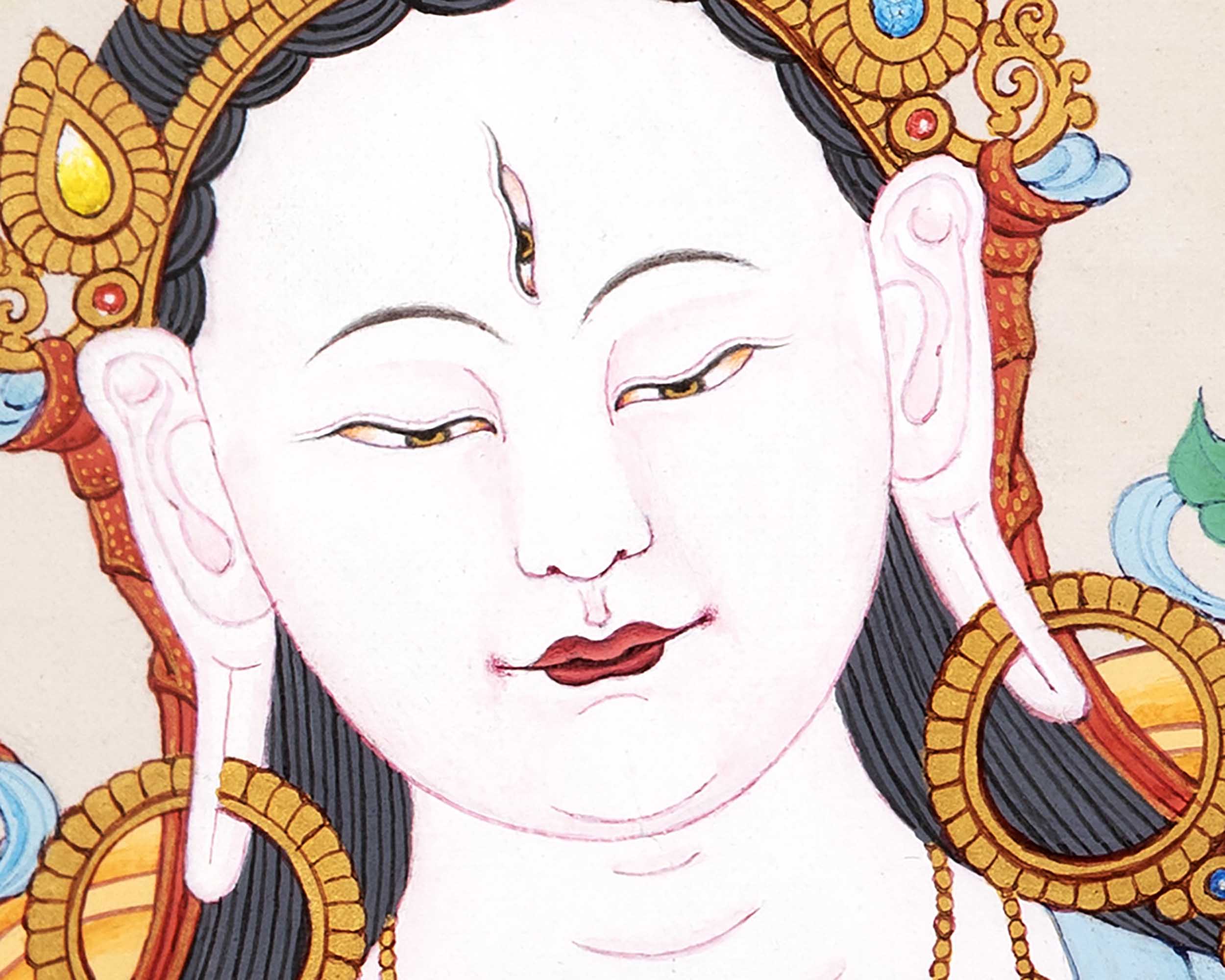 White Tara Symbolism Thangka | Hand-Painted Tibetan Tara Buddhism Art