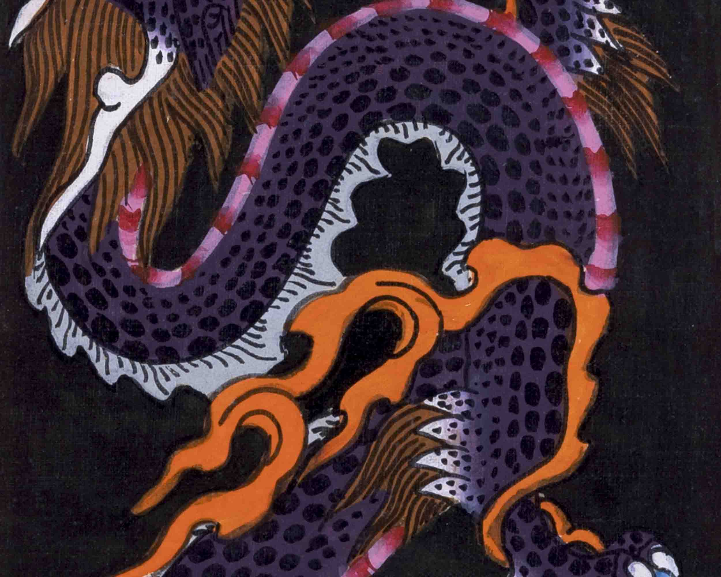 Dragon Painting Thangka | Traditional Tibetan Style