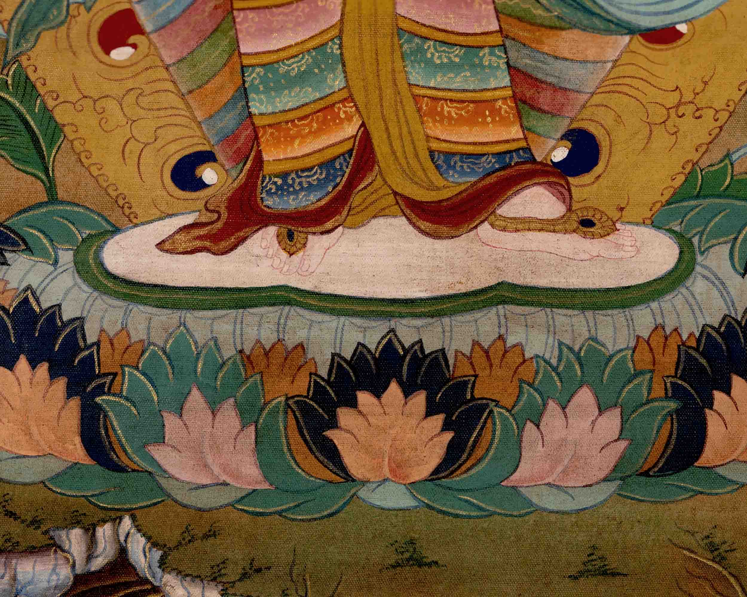 Vintage Padmapani Lokeshvara Art | Tibetan Traditional Thangka | Wall Decors
