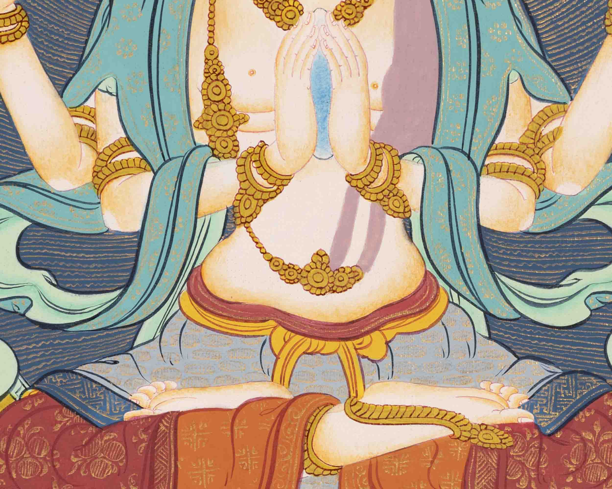 Avalokiteshvara Chengrezig Thangka | Buddhist Gift Ideas