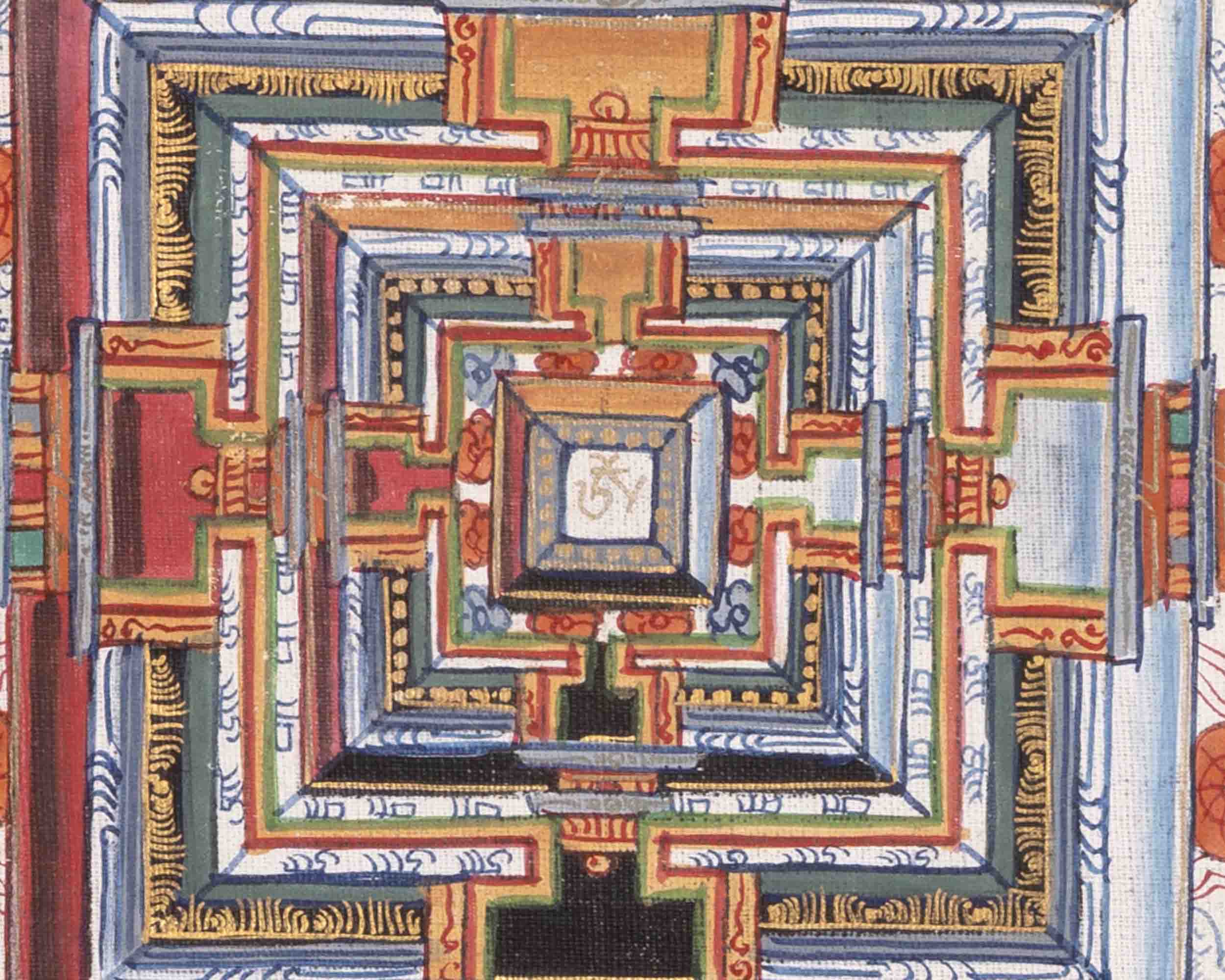 Kalachakra Mandala With Dragon Border | Religious Buddhist Thangka
