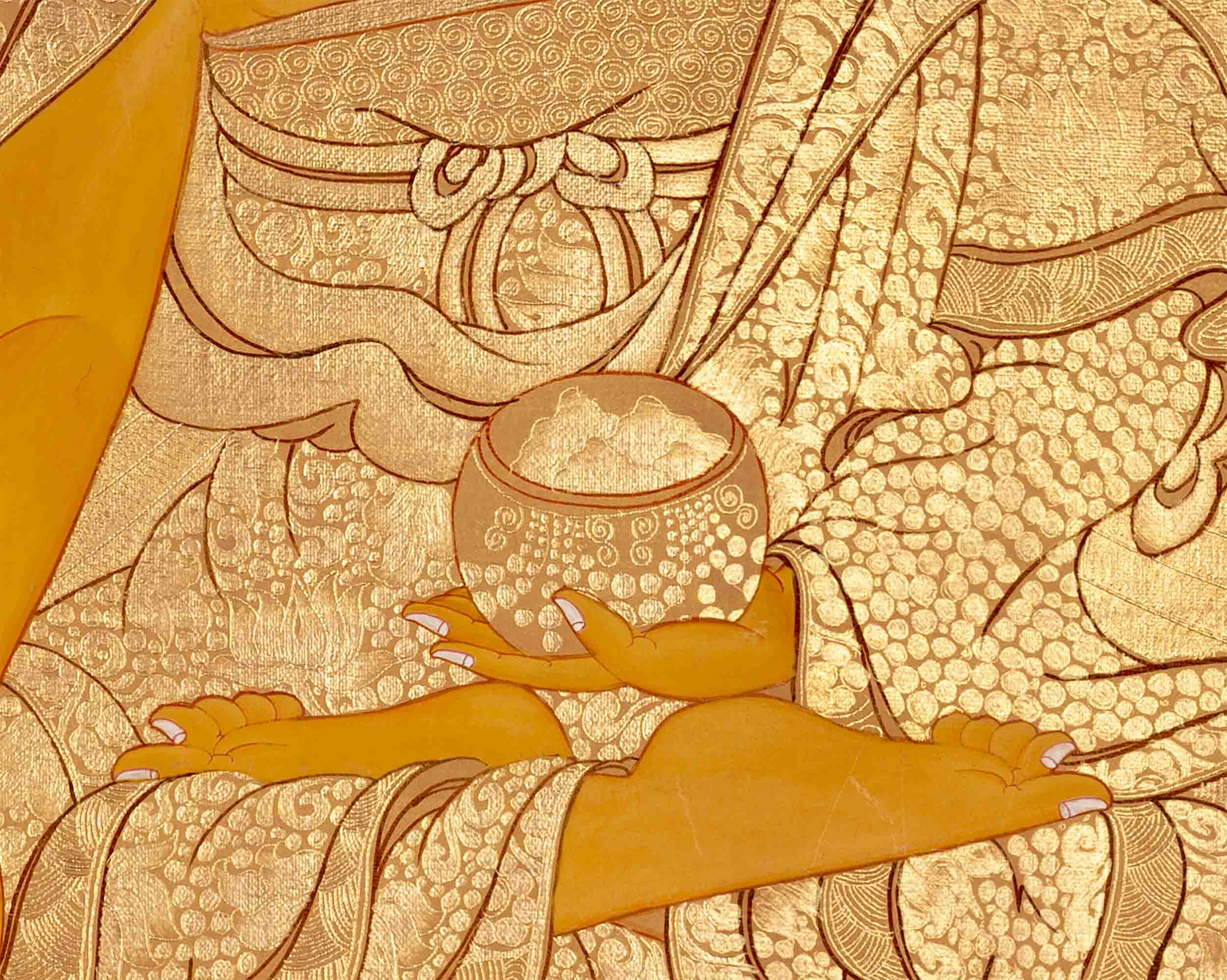 Gold Style Shakyamuni Buddha Thangka | Zen Buddhism
