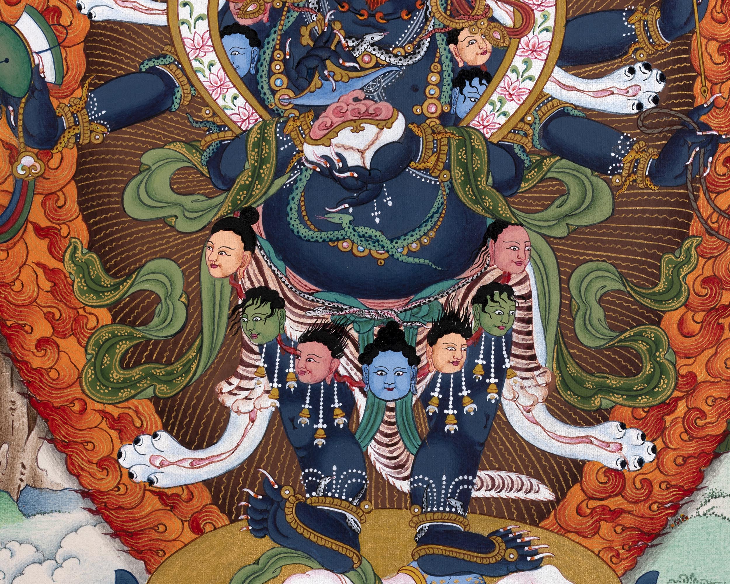 Mahakala Thangka | Six Armed Shangpa Kagyu Painting