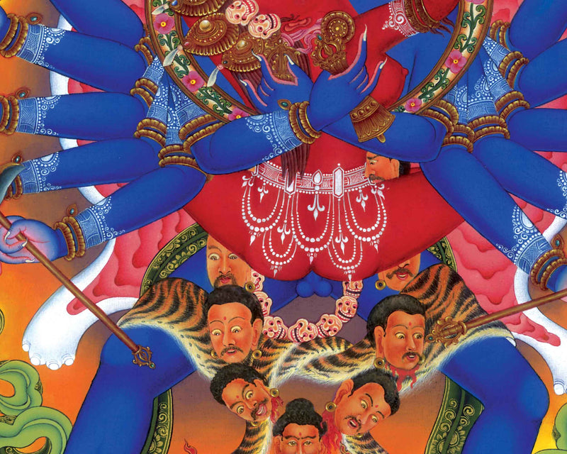 Tibetan Chakrasambhara Thangka Prints | Wrathful Deity Digital Print