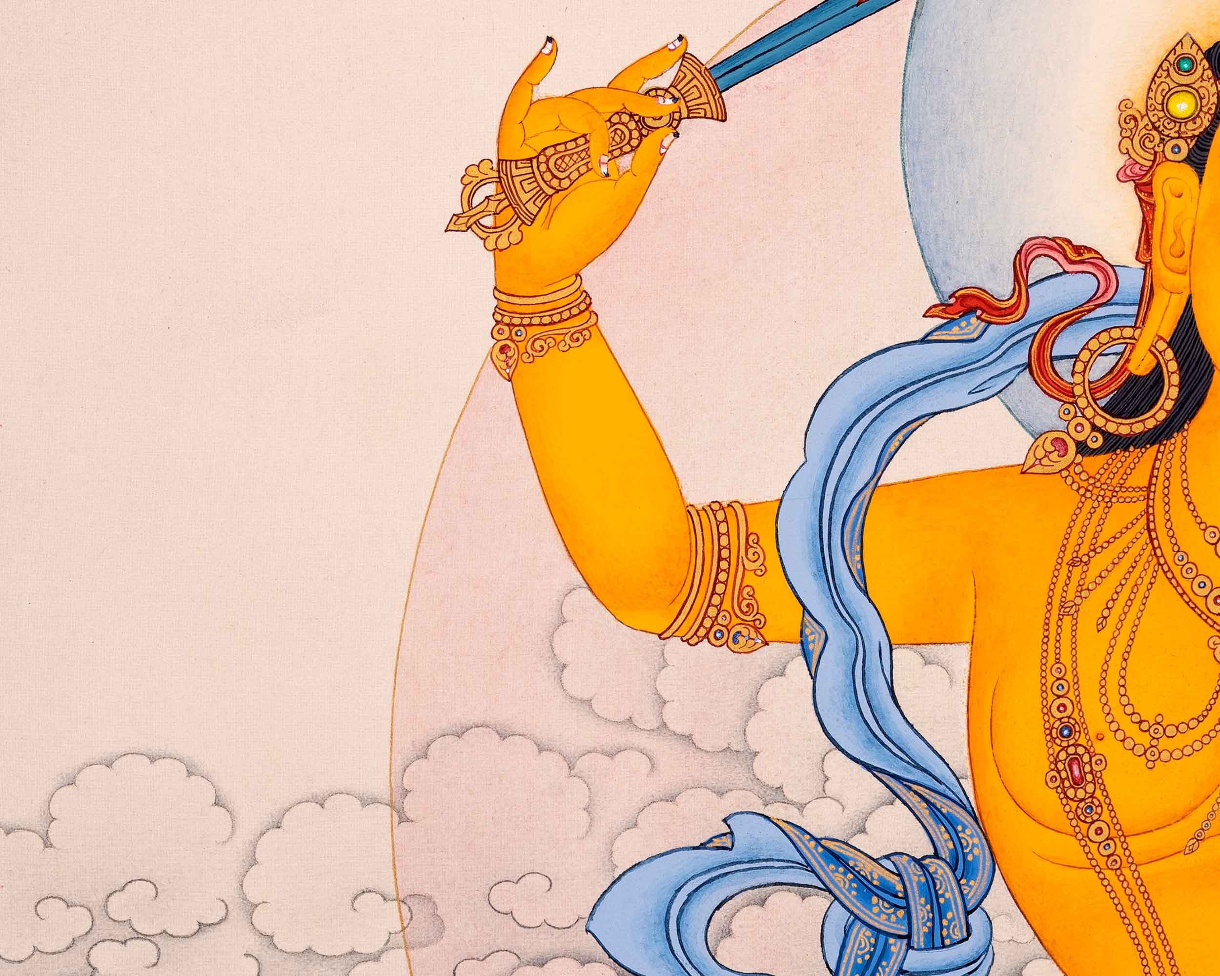 Manjushri Thangka, Traditional Karma Gadri Thangka Art