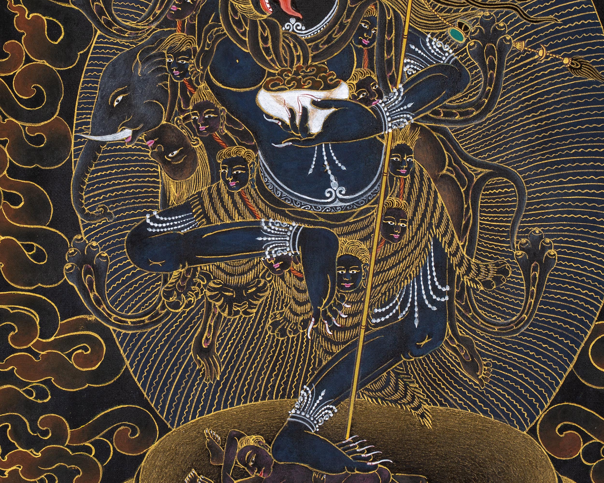 Simhamukha Thangka (Order) | Simhamukha Thangka | Black And Gold