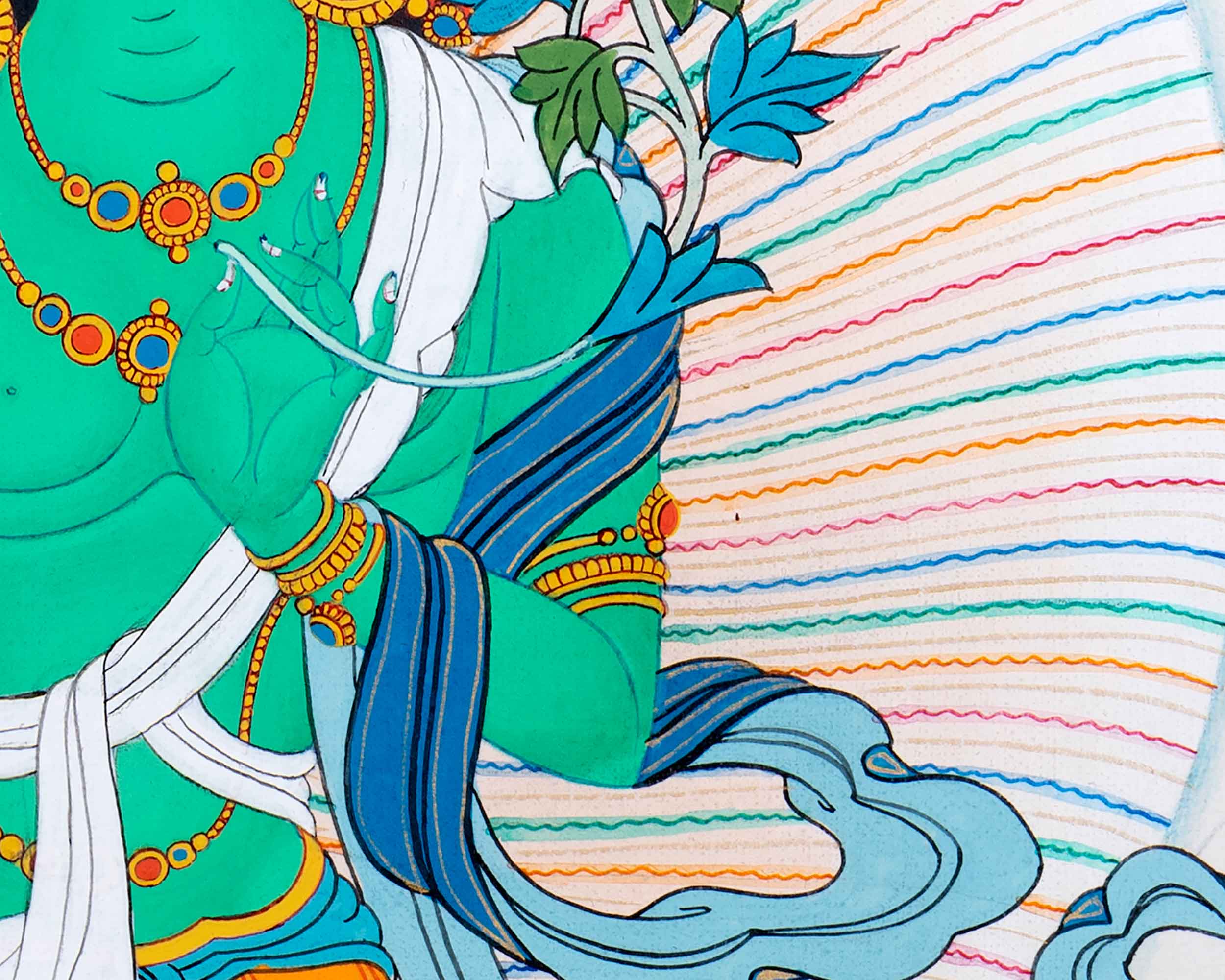 Mother Green Tara Thangka | Traditional Female Buddha