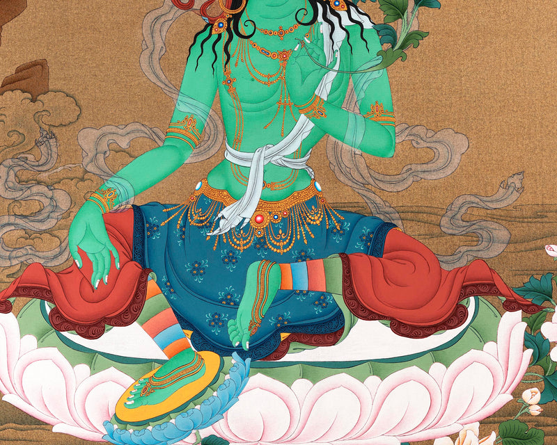 Green Tara Canvas Print | Buddhist Tara Print | High Quality Giclee
