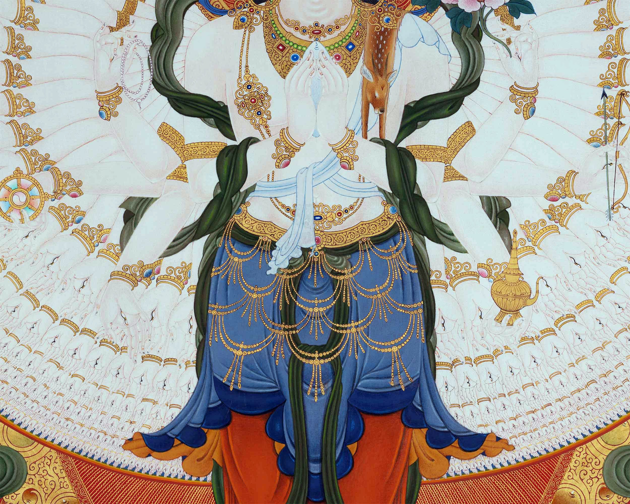 1000 Armed Chenrezig Thangka | Handpainted Buddhist Artwork