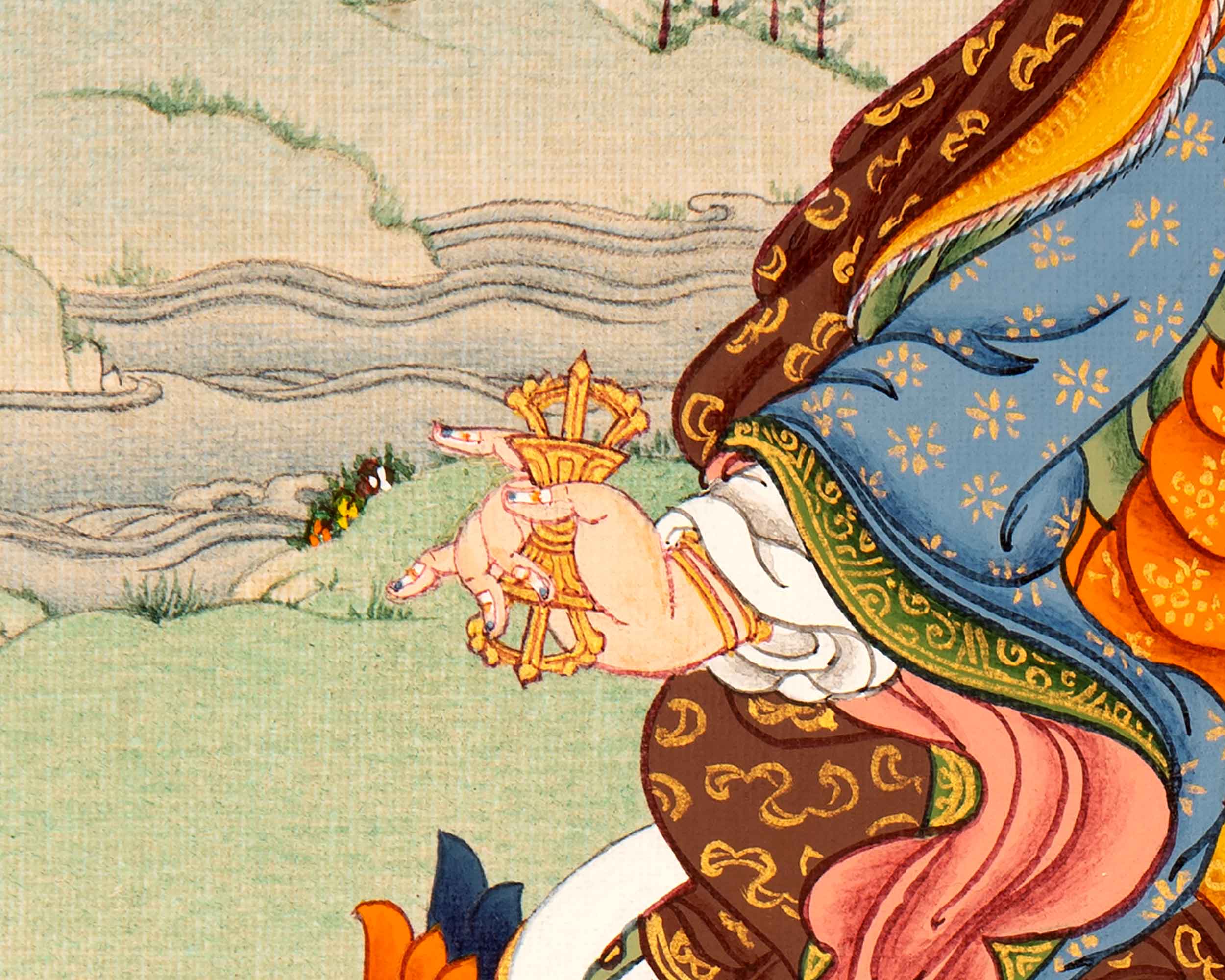 Guru Padmasambhava Thangka Art | Originally Hand Painted Tibetan Artwork