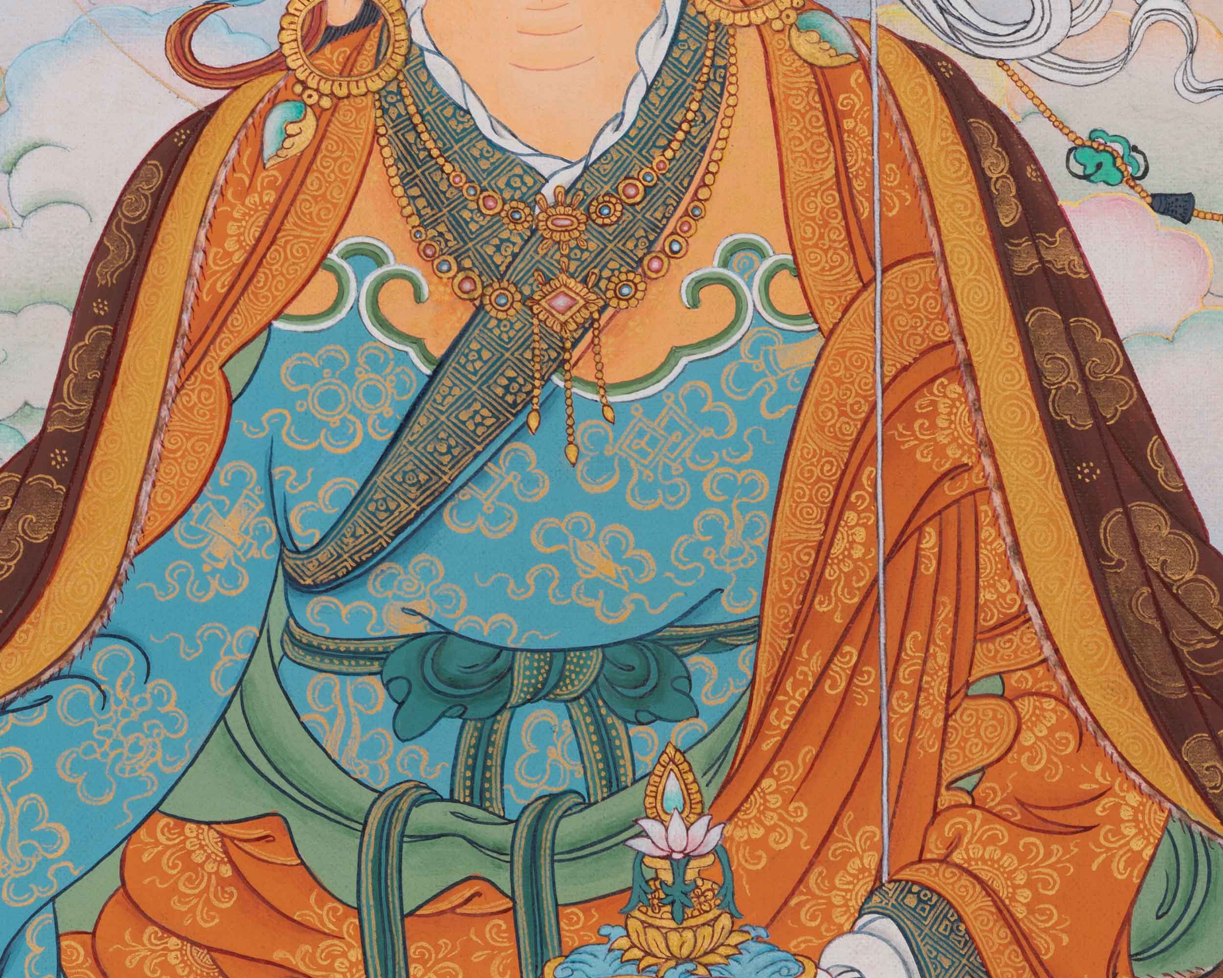 Traditional Tibetan Thangka For Padmasambhava Mantra Practice | Lotus Born Guru Rinpoche Art