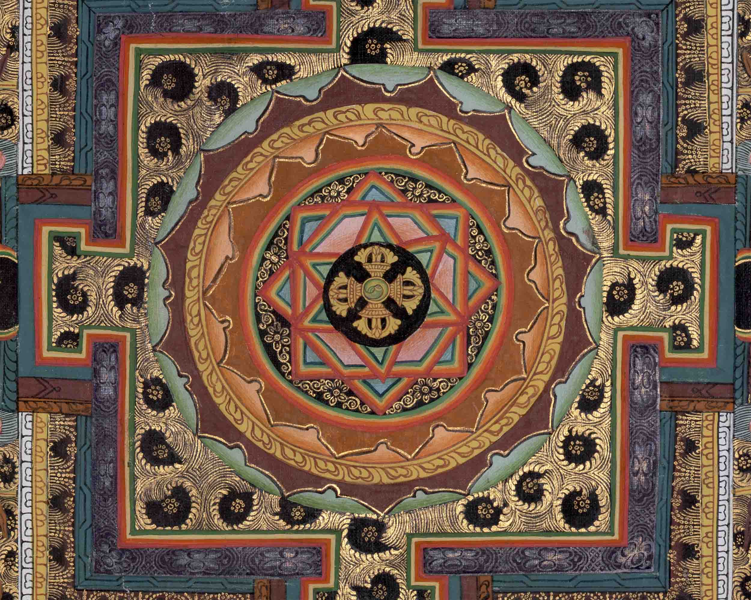 Hand Painted Double Dorje Mandala Thangka | Tibetan Buddhist Art Painting