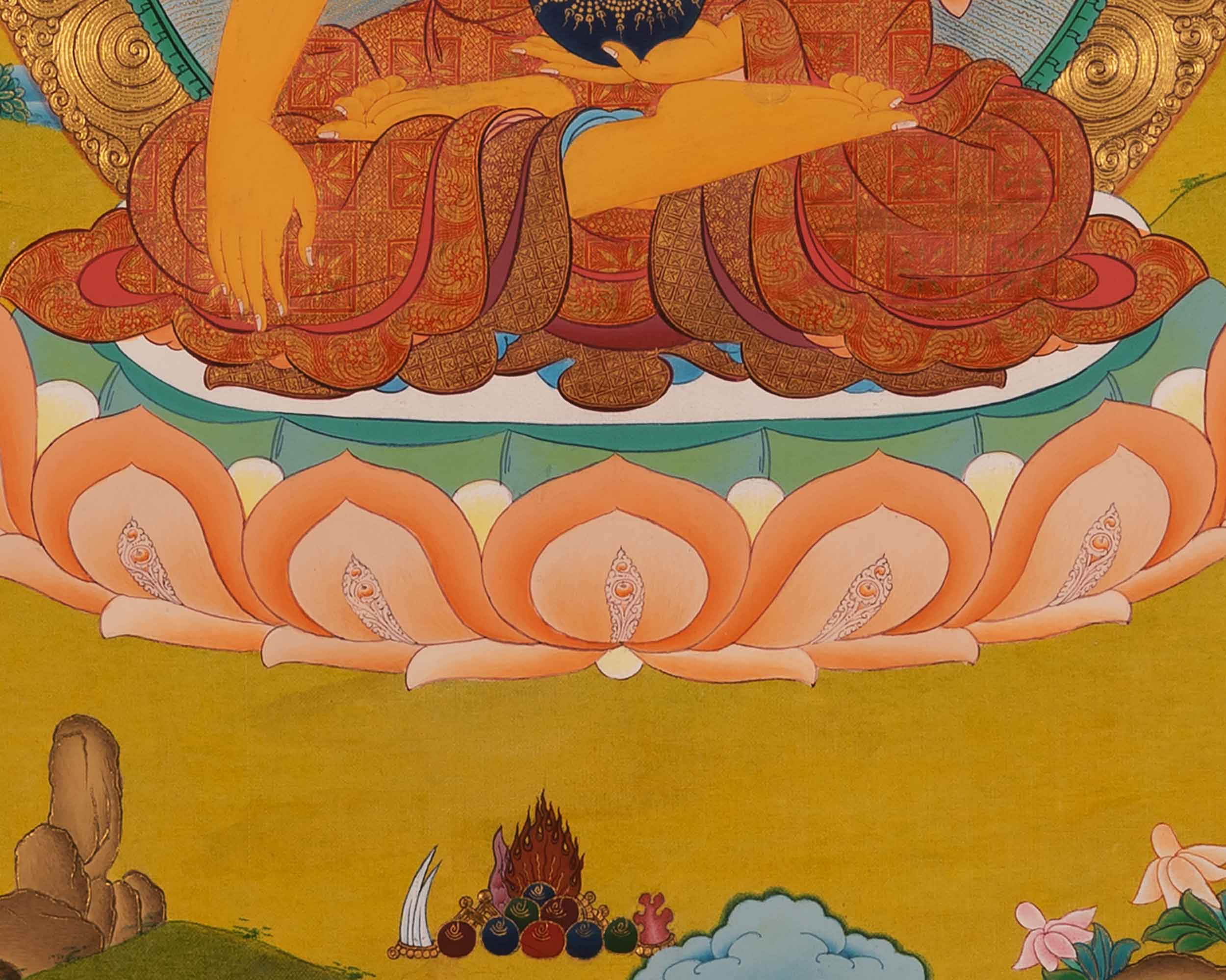 Buddha Gautama Siddhartha Thangka Painting | Traditional Tibetan Bodhisattva Art