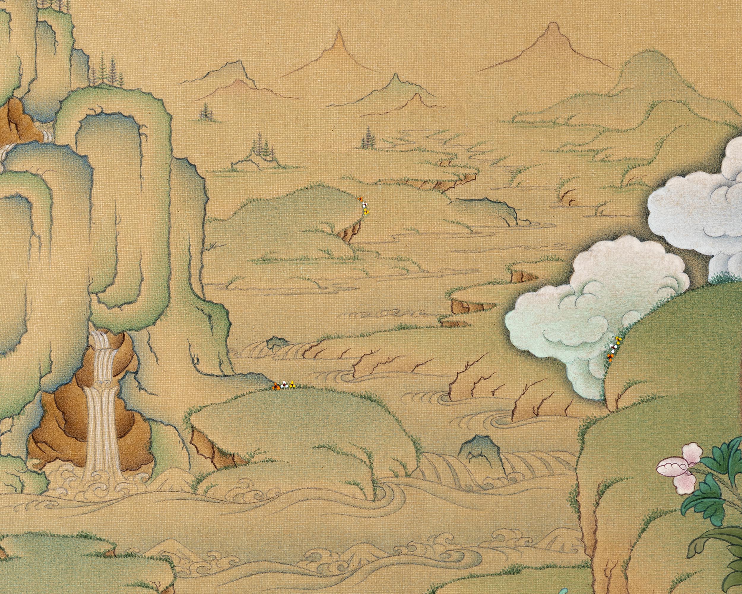 White Tara with Namgyalma, Amitayus Buddha | Treasure Bodhisattva | Tibetan Thangka