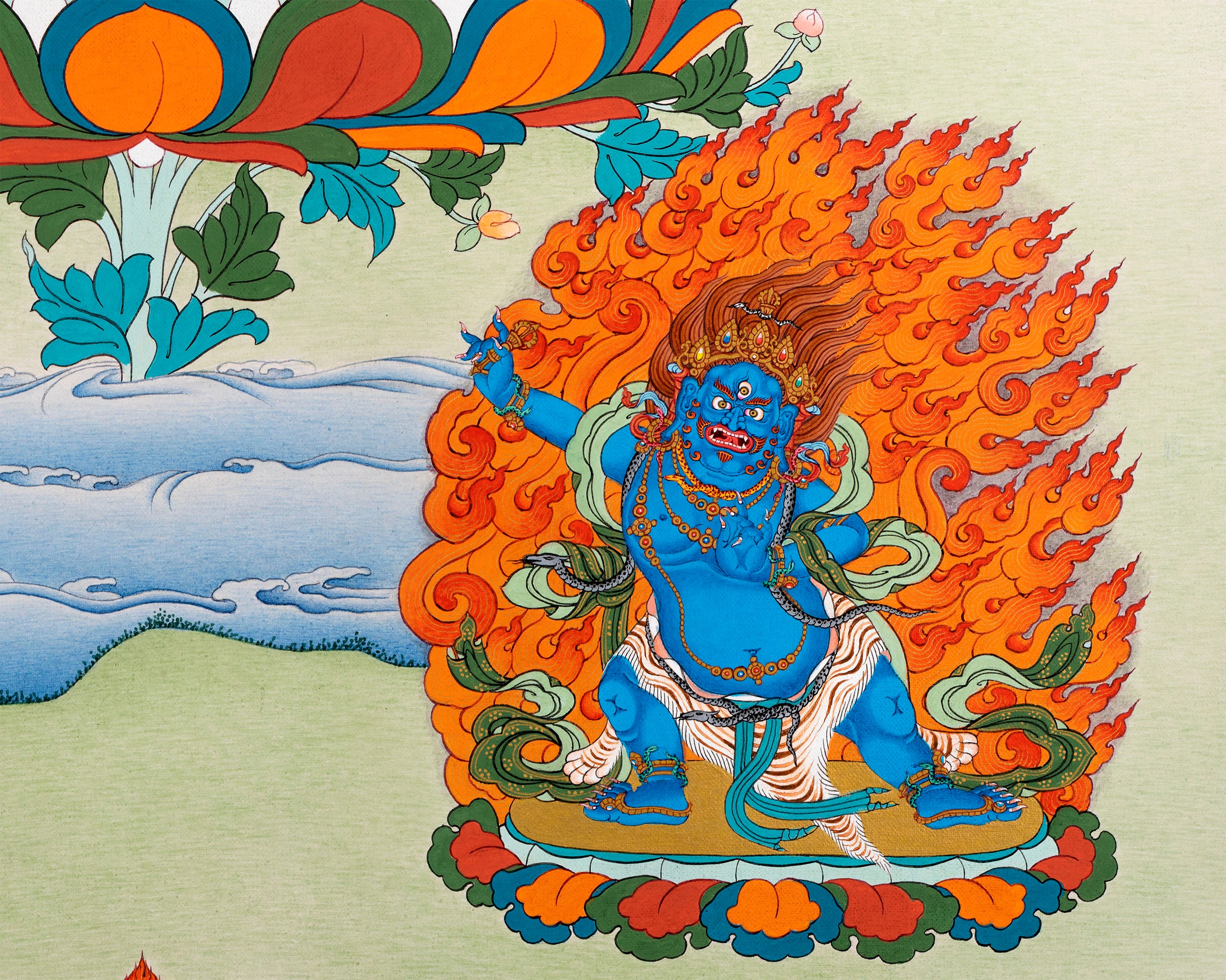 Bodhisattva Thangka | Genuine 24K Gold Hand Painted Tibetan Art | Avalokiteshvara, Vajrapani & Manjushri