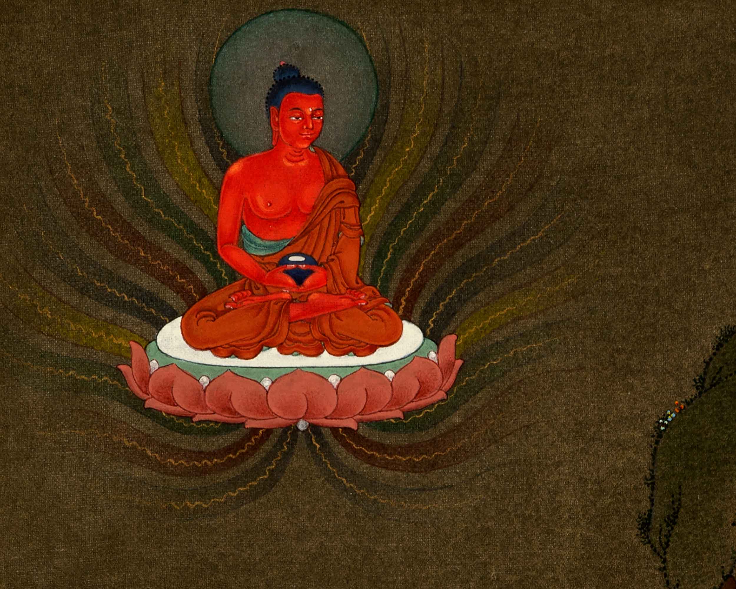 Guru Rinpoche with Consorts| Traditional Hand Painted Buddhist Art