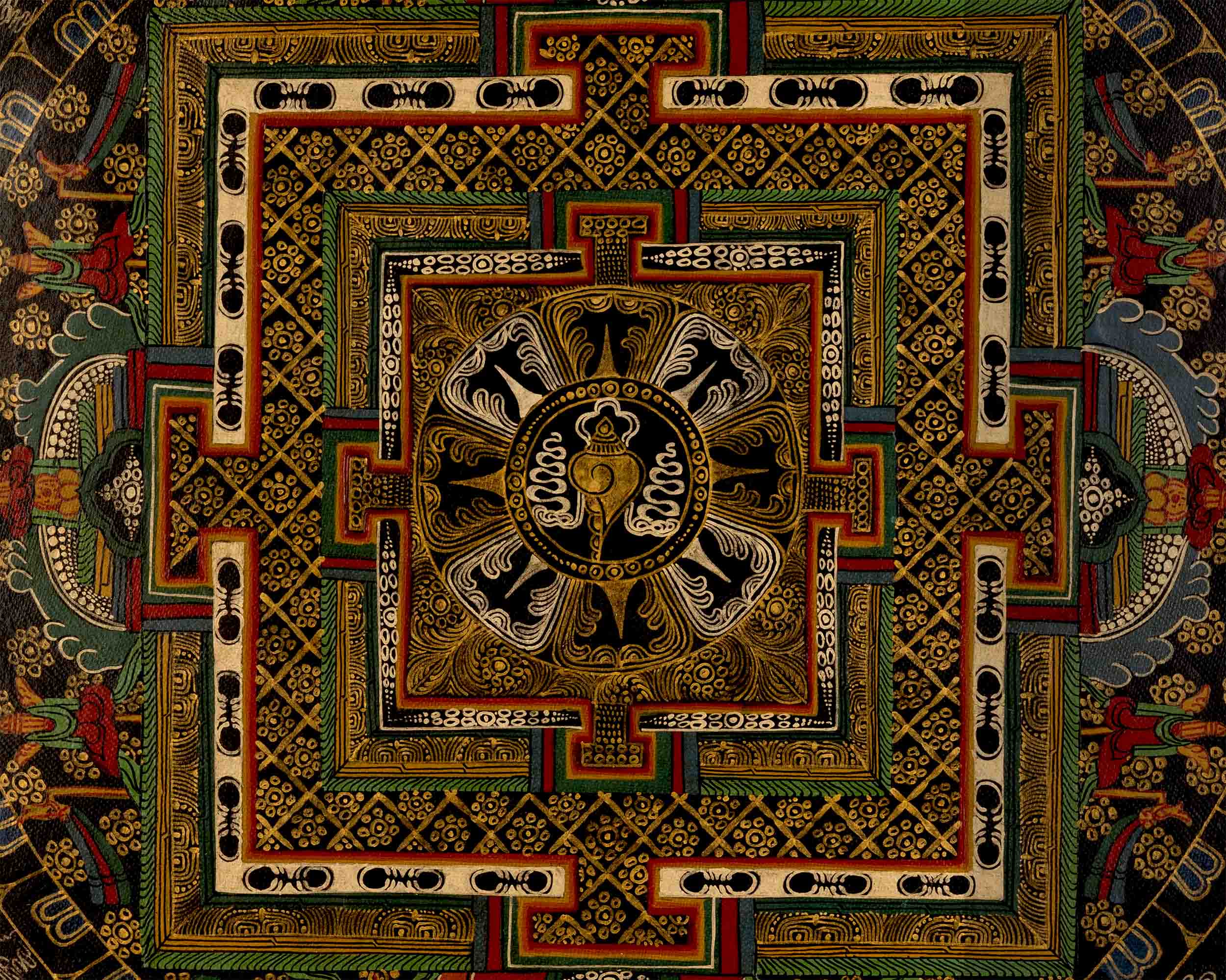 Sankha Mandala Thangka | Hand-Painted Wall Decor Art