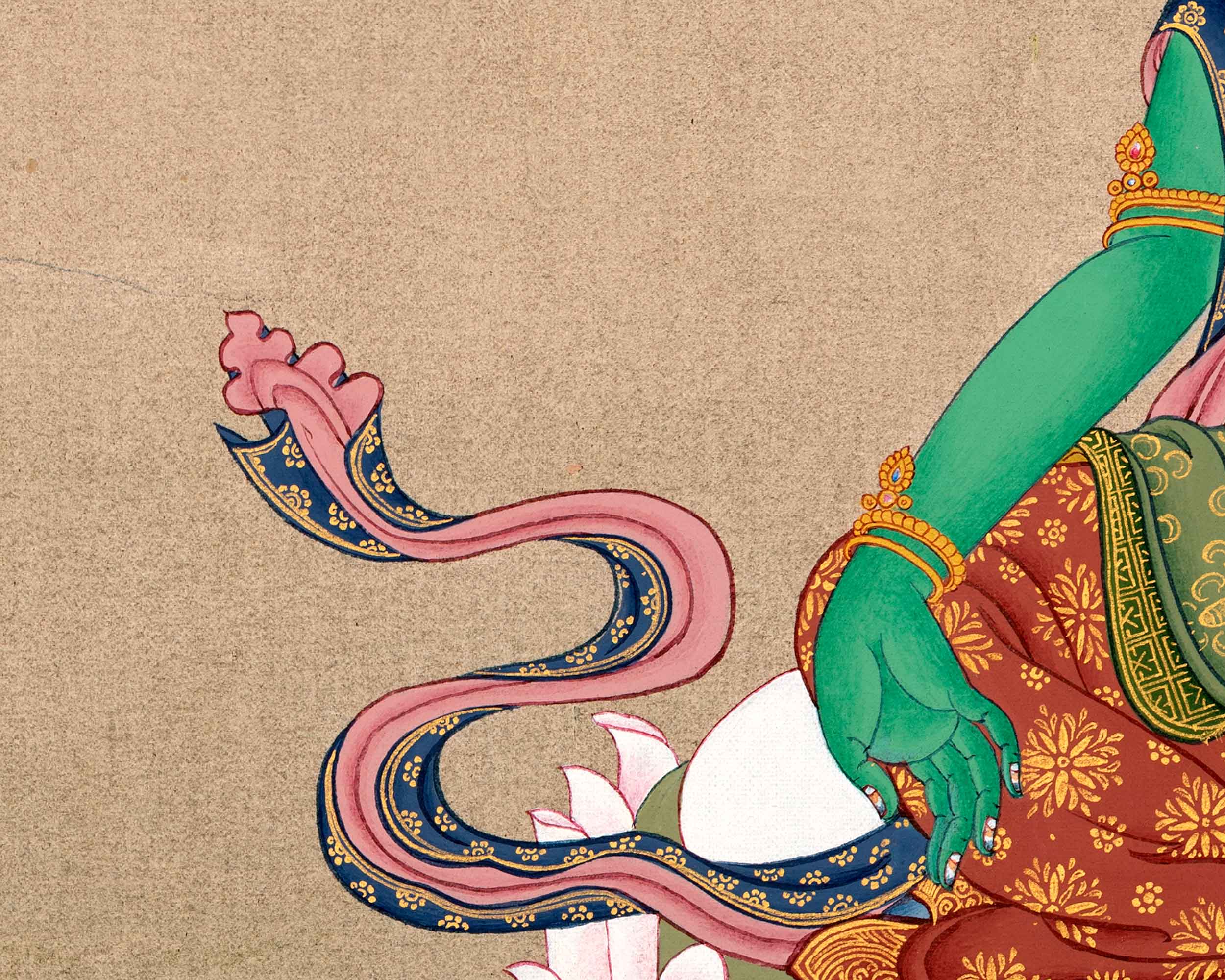 Green Tara Thangka Painting | Traditional Tibetan Art