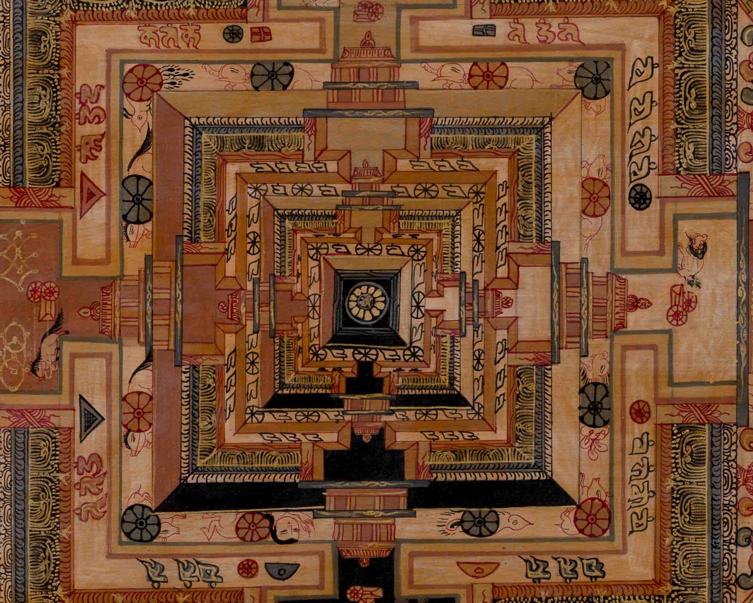 Handpainted Kalachakra Mandala | Traditional Tibetan Thangka | Wall Decors