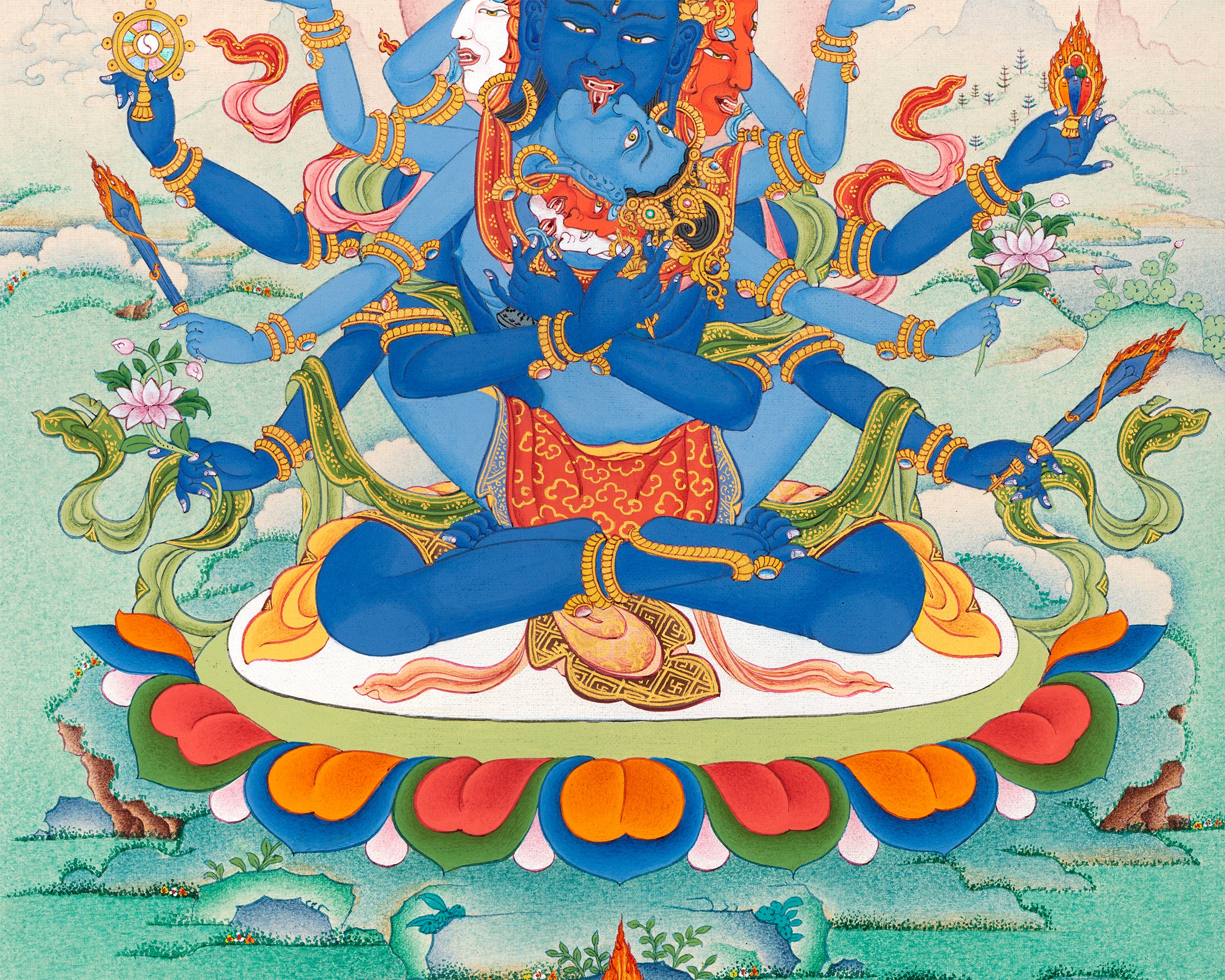 Guhyasamaja Thangka | Hand Painted Yidam | Meditational Deity