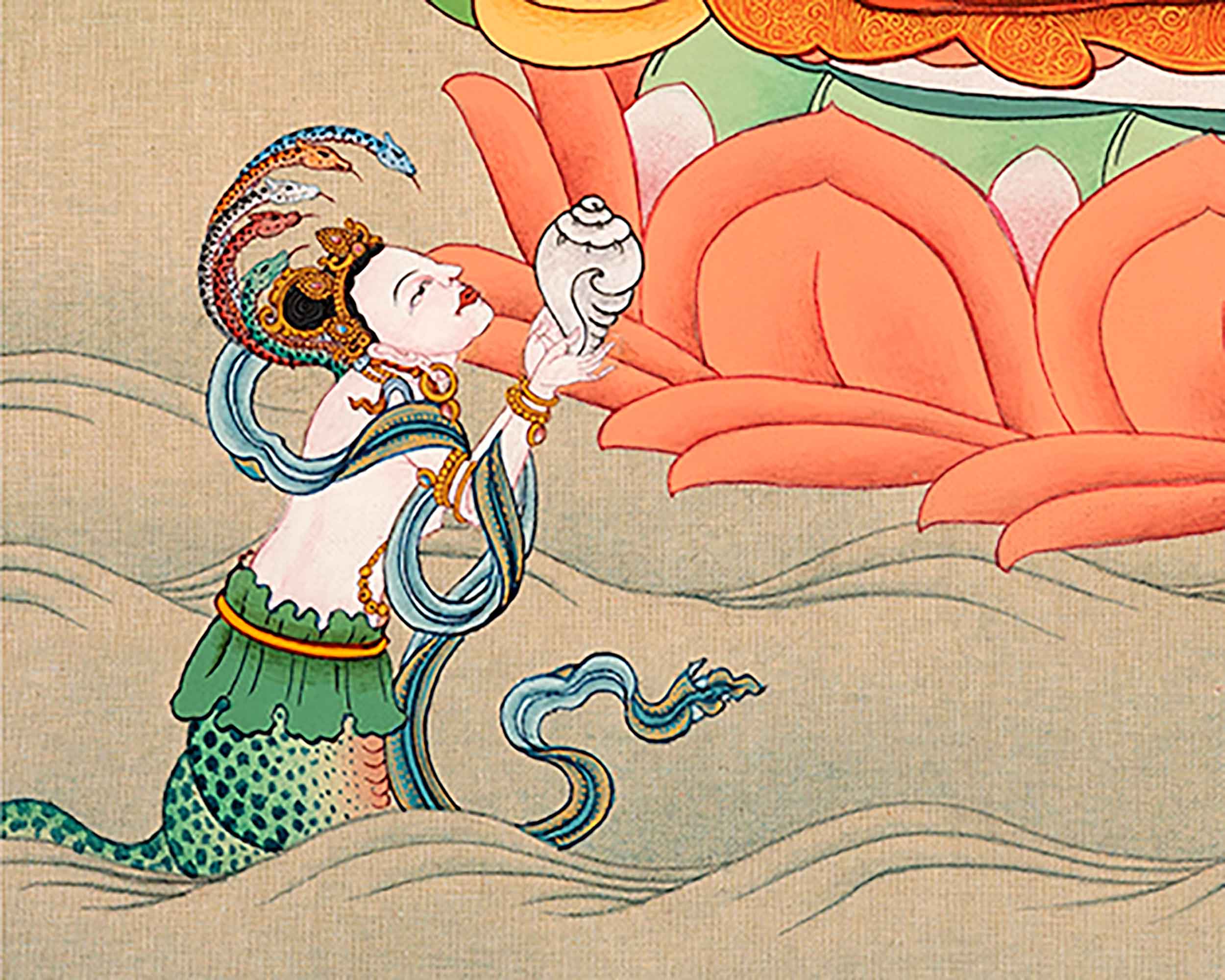 Traditionally Hand-Painted Bodhisattva Manjushri Thangka | Tibetan Bodhisattva Art