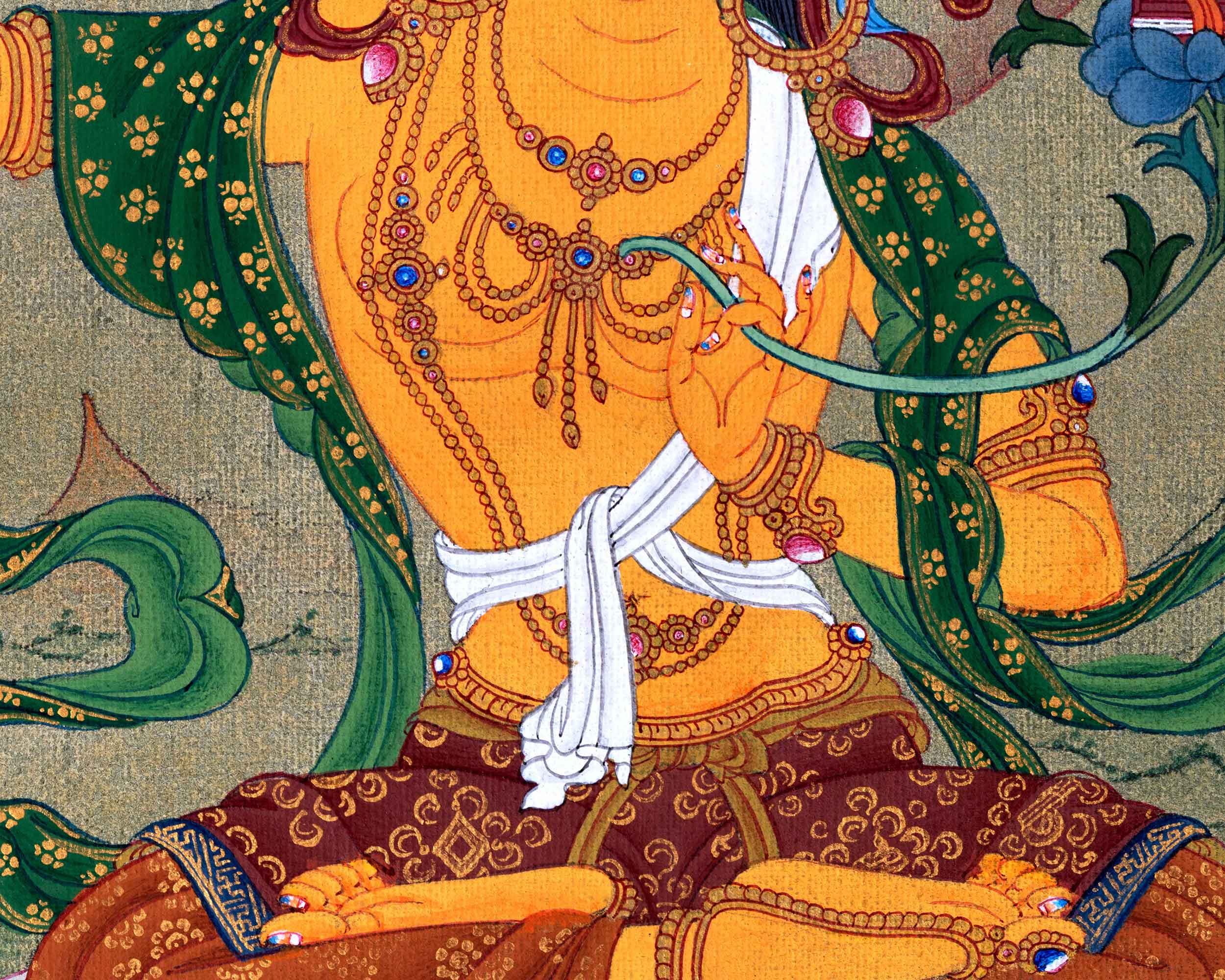 Manjushri, The Tibetan Wisdom Deity Himalayan Thangka | Traditional Himalayan Bodhisattva Art