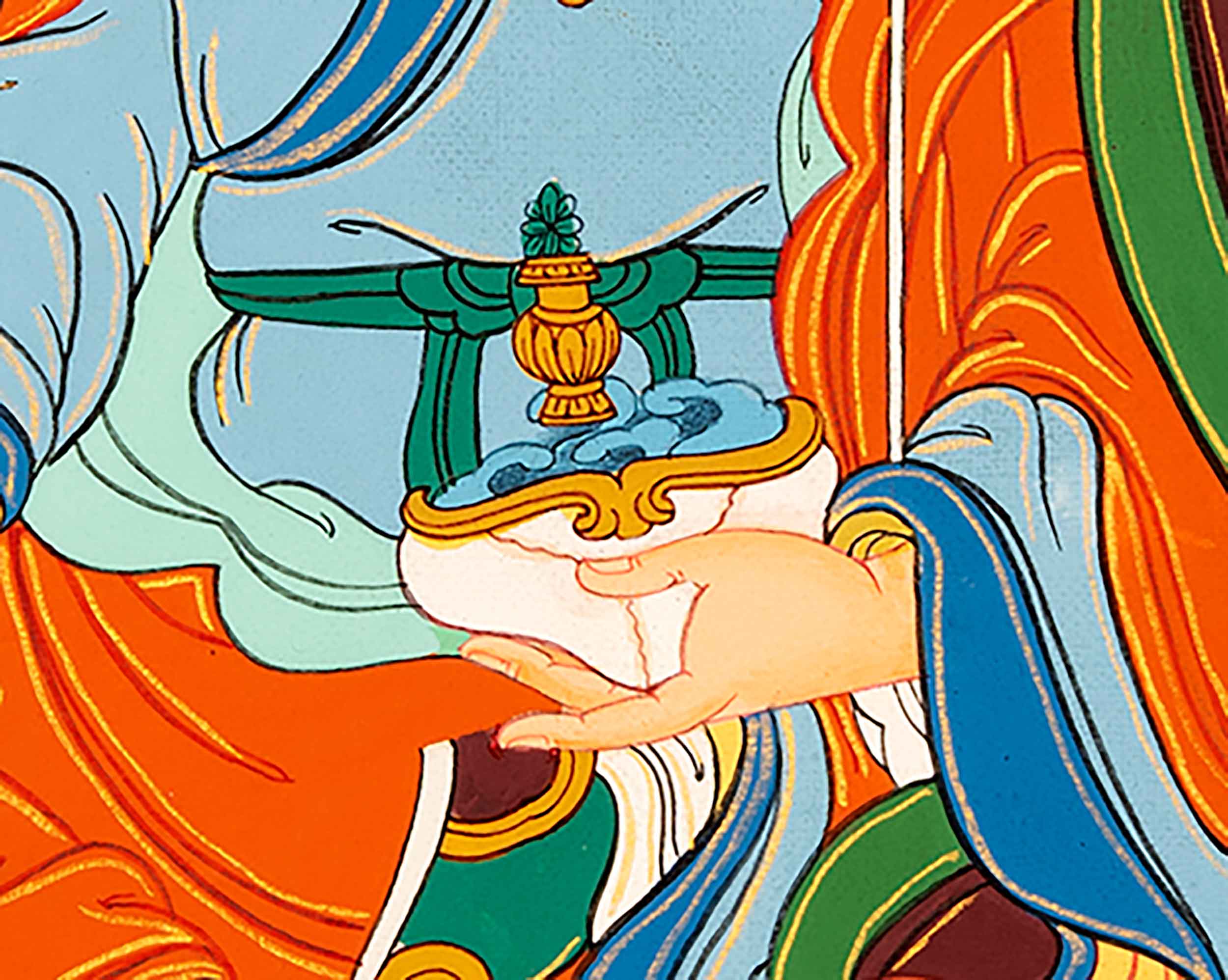 Traditional Made Thangka Of Guru Rinpoche | Hand Painted Lotus Born Master