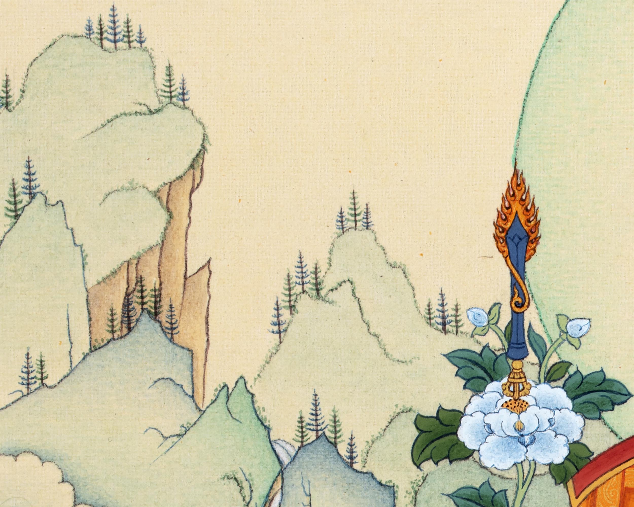 Longchenpa Thangka | Traditional Tibetan Thangka | includes brocade